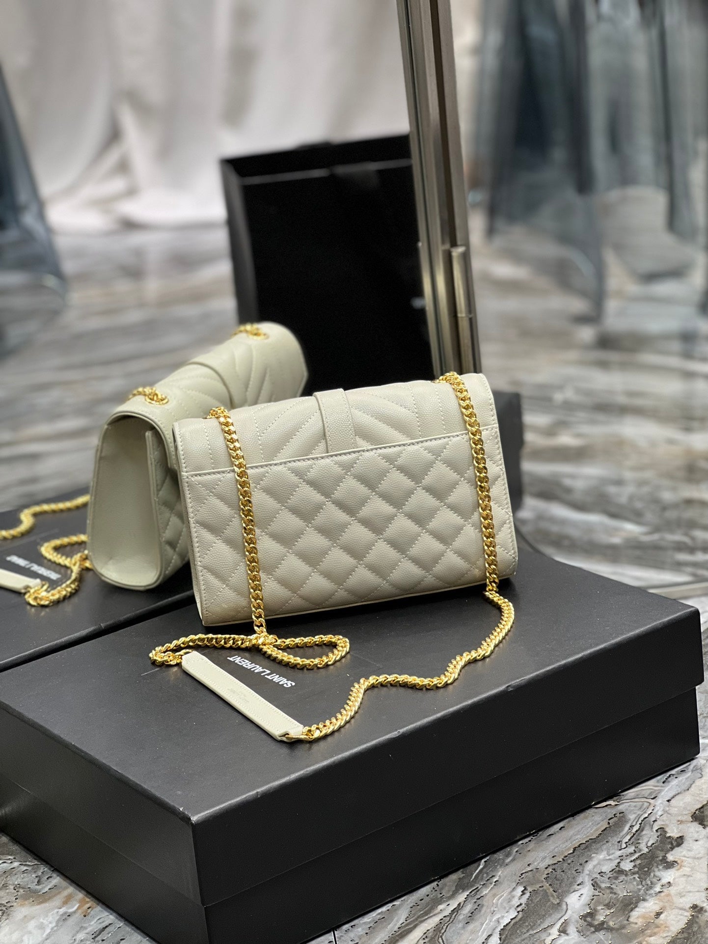 GLAMI Small Bag White In Mix Matelasse For Women 8.2in/21cm YSL 600195BOW919207