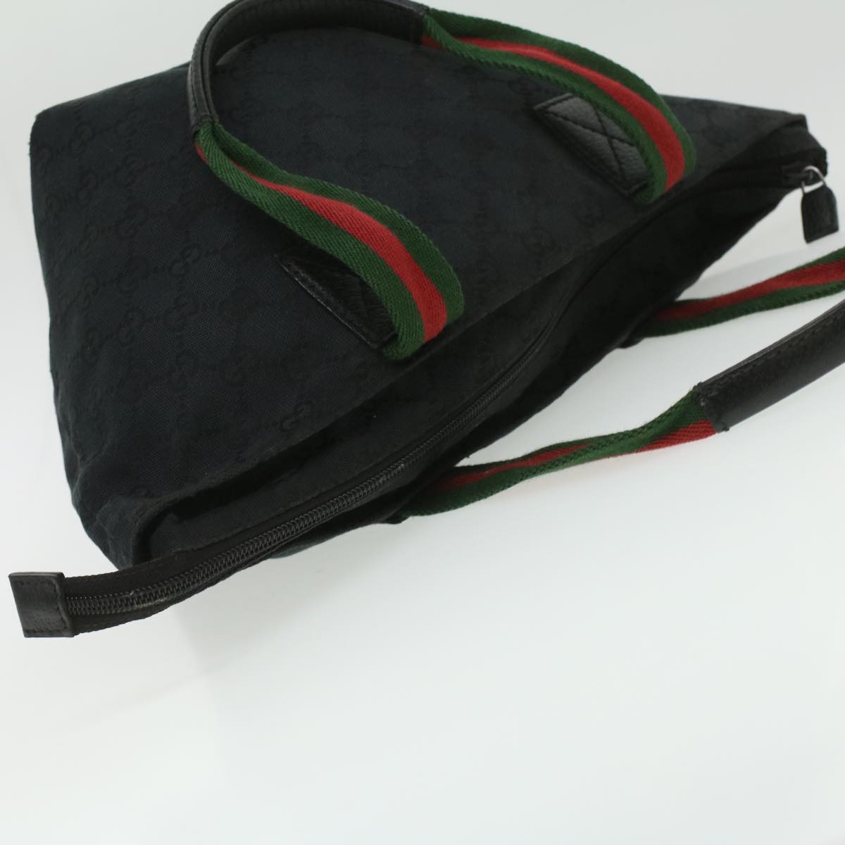 GUCCI GG Canvas Web Sherry Line Shoulder Bag Black Red Green 131228 35433