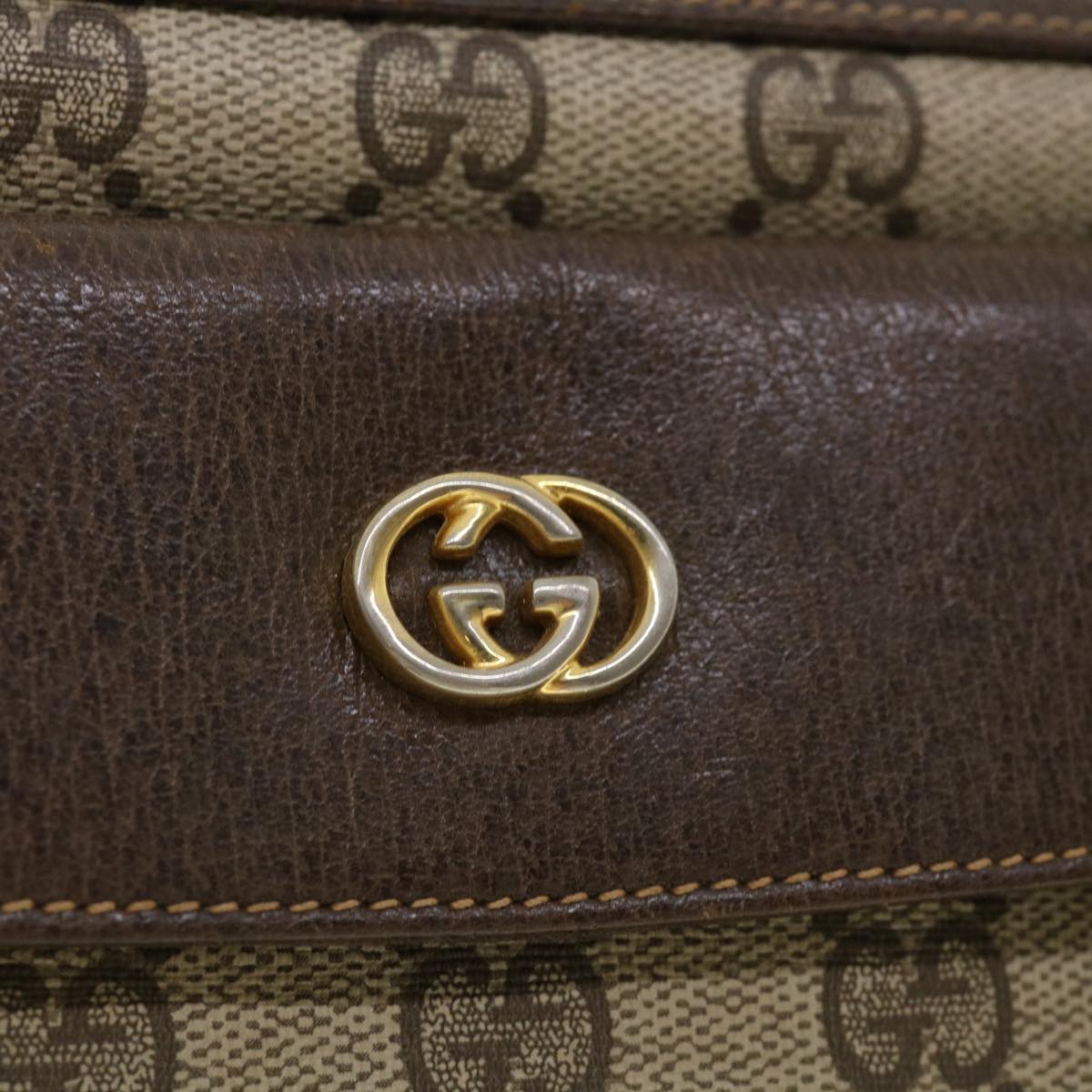 GUCCI GG Canvas Shoulder Bag PVC Leather Beige Brown 35644
