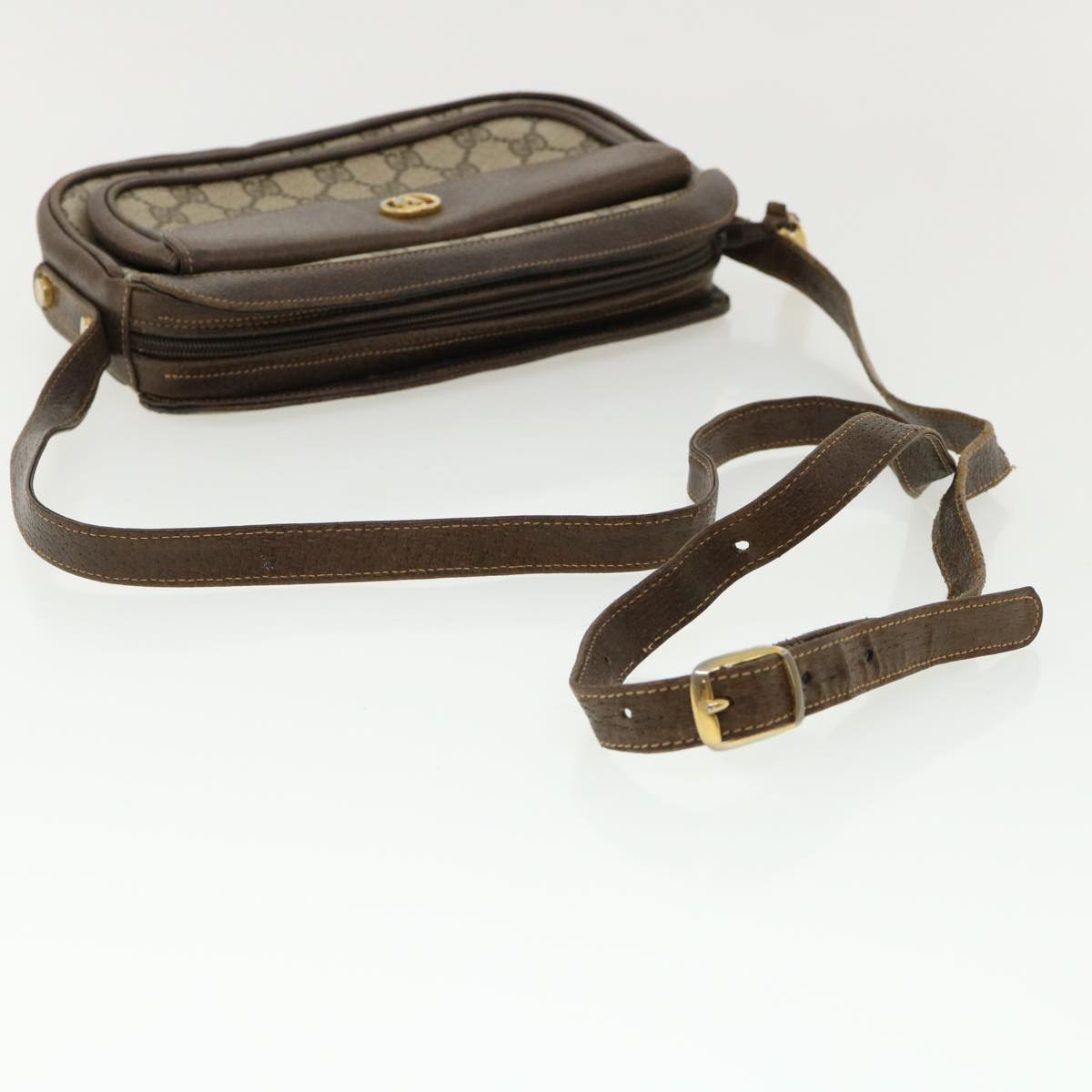 GUCCI GG Canvas Shoulder Bag PVC Leather Beige Brown 35644