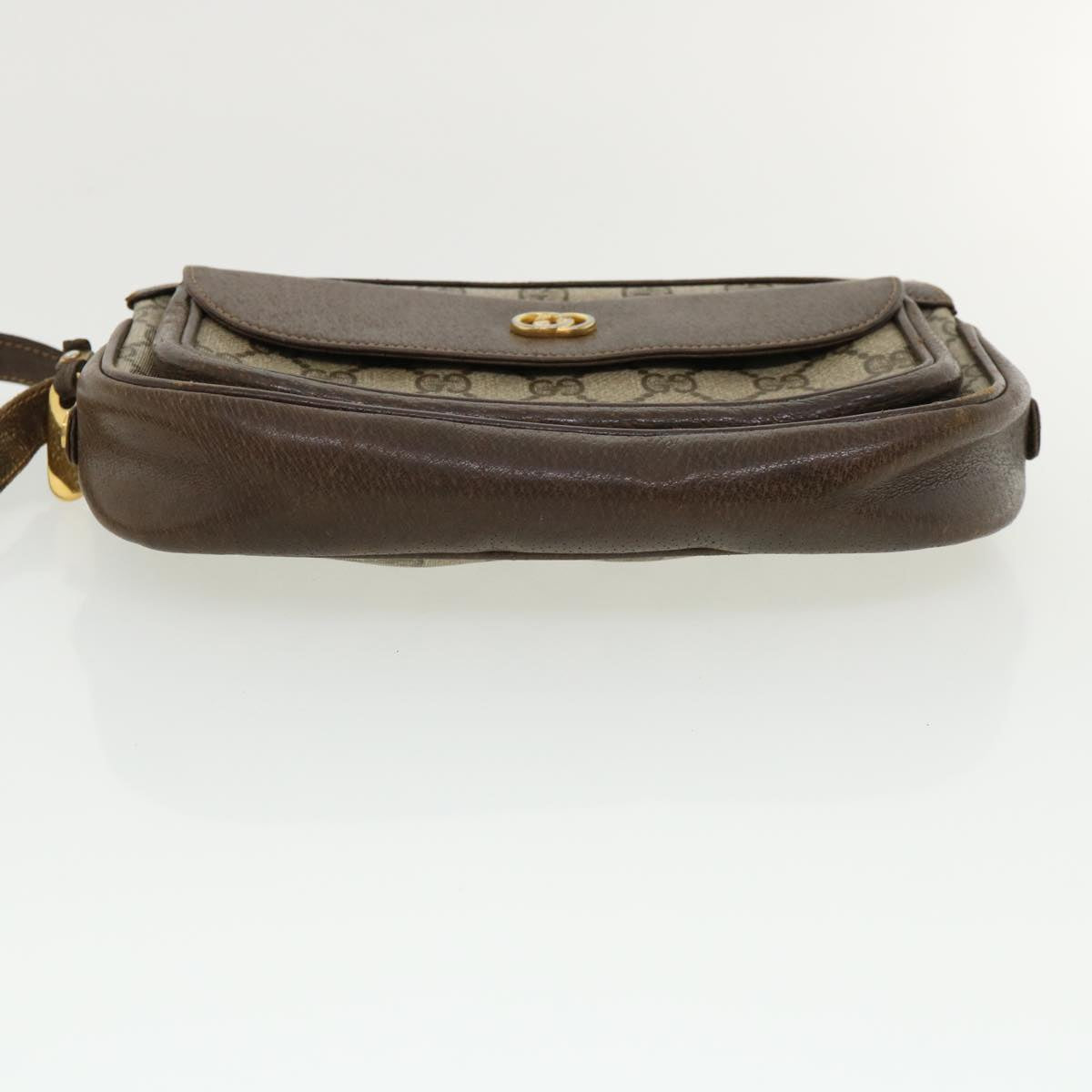 GUCCI GG Canvas Shoulder Bag PVC Leather Beige Brown 35644
