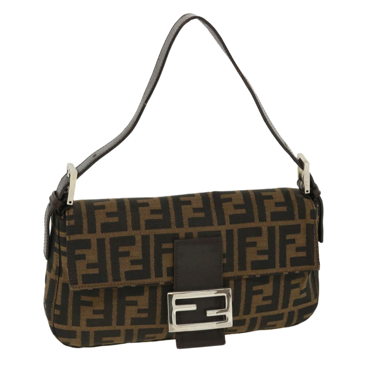 FENDI Zucca Canvas Mamma Baguette Shoulder Bag Brown Black 35660