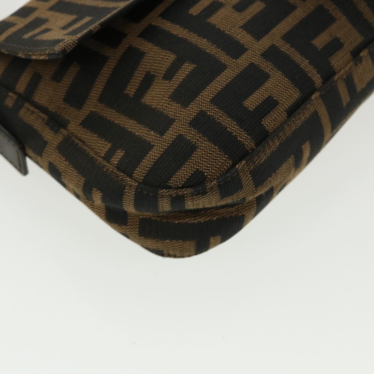 FENDI Zucca Canvas Mamma Baguette Shoulder Bag Brown Black 35660