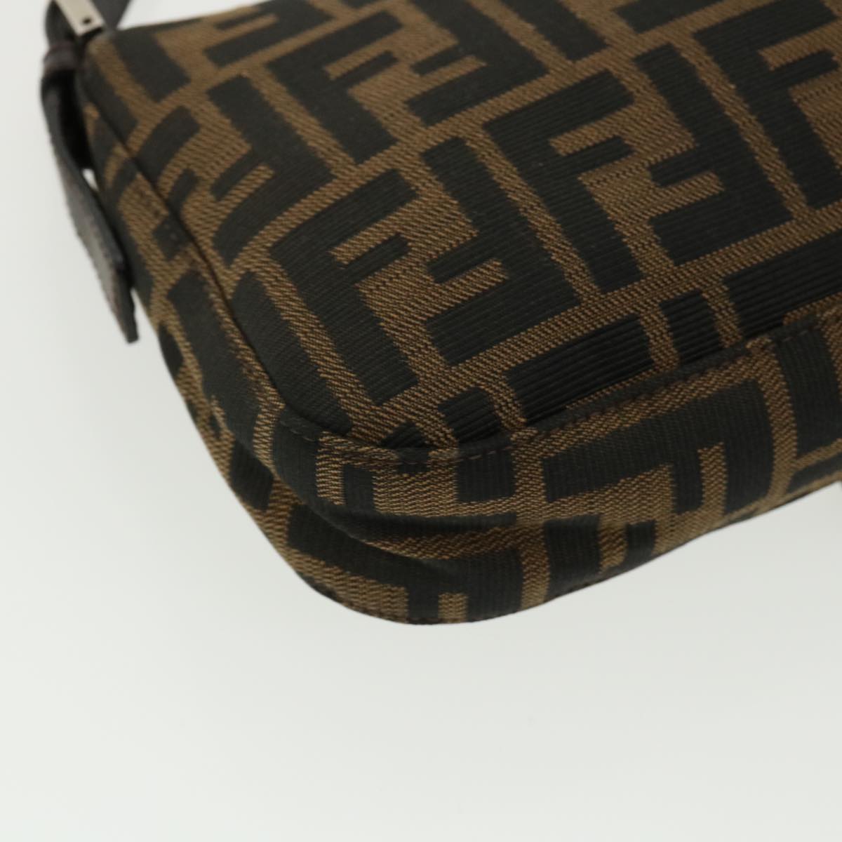 FENDI Zucca Canvas Mamma Baguette Shoulder Bag Brown Black 35660