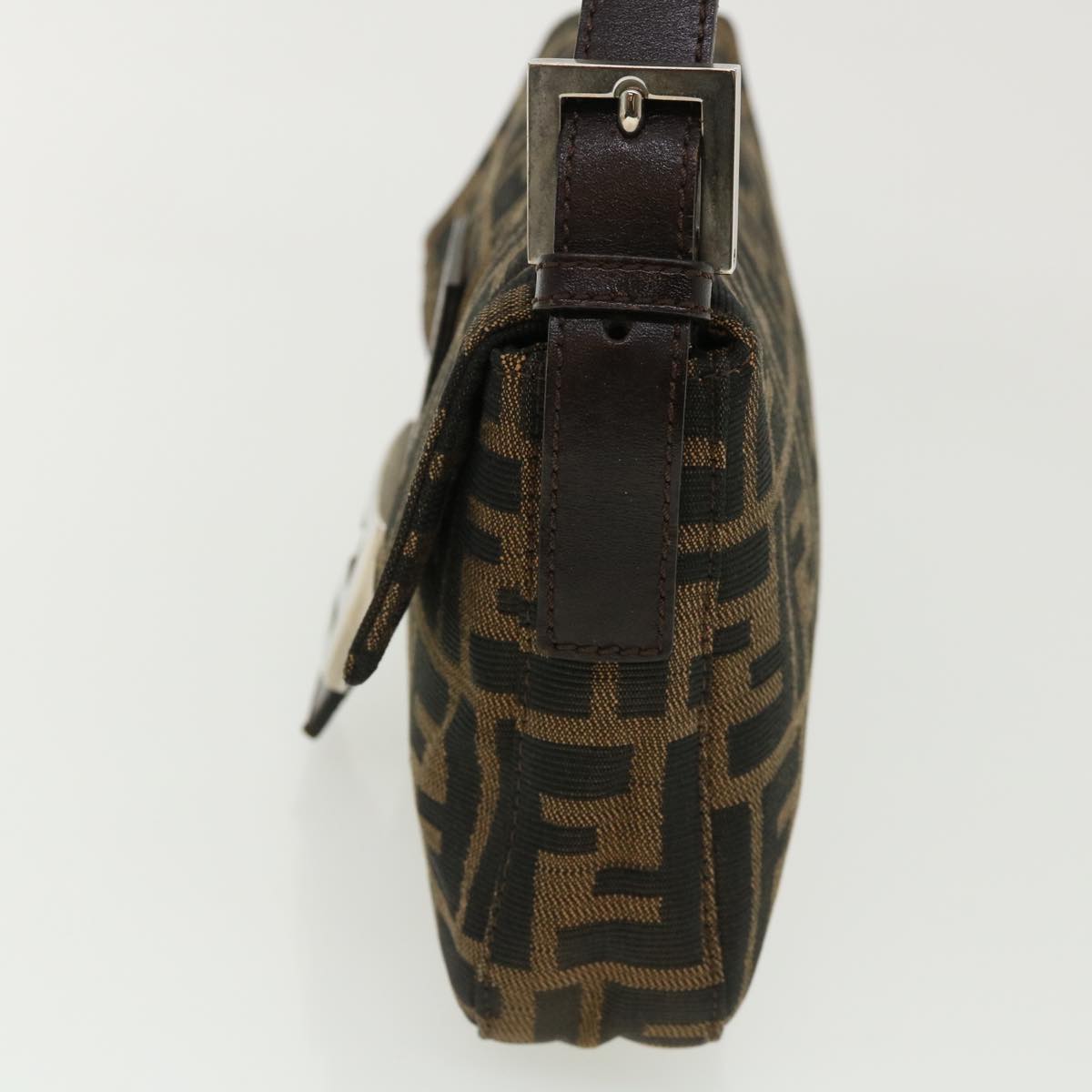FENDI Zucca Canvas Mamma Baguette Shoulder Bag Brown Black 35660