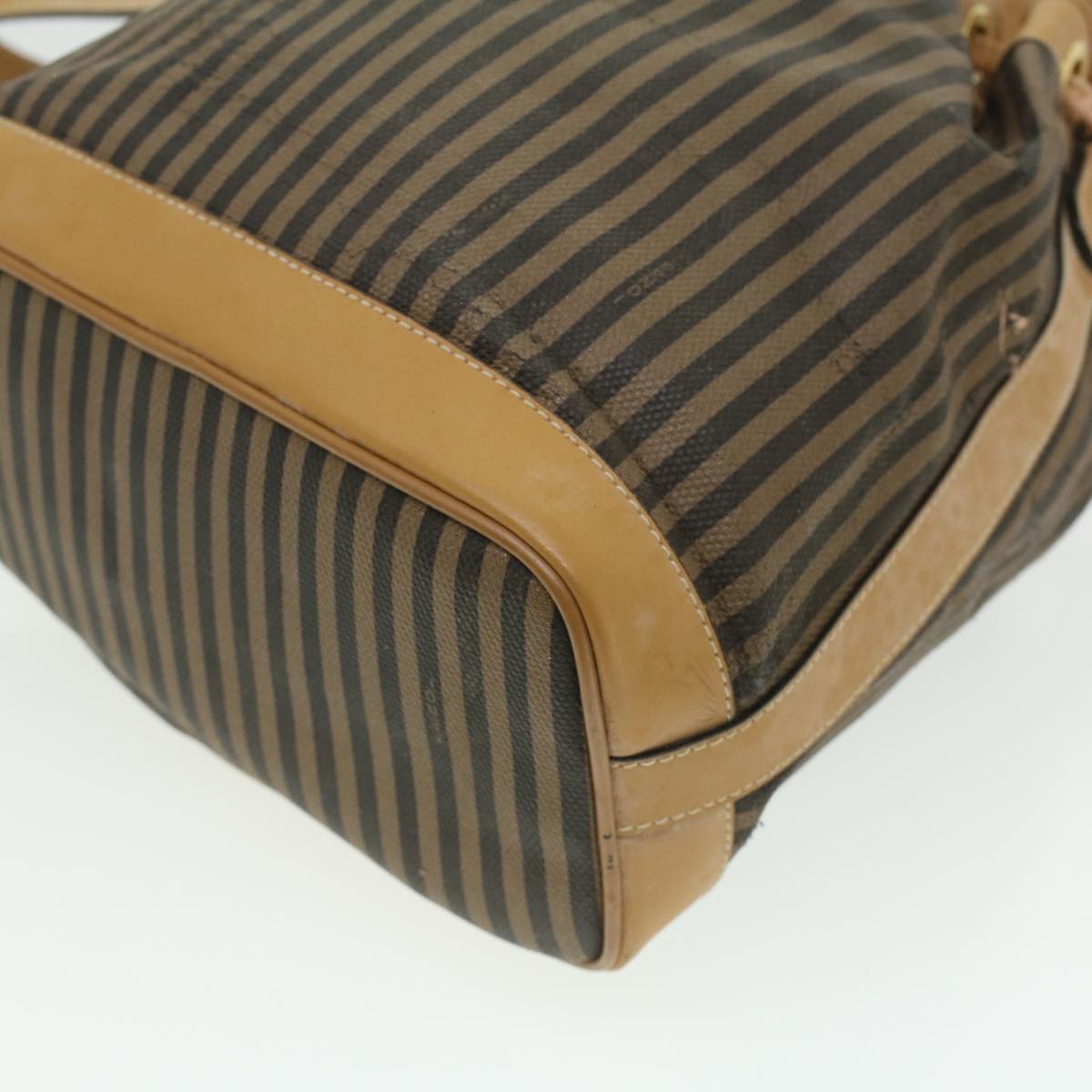 FENDI Pecan Canvas Shoulder Bag Khaki Black 35724