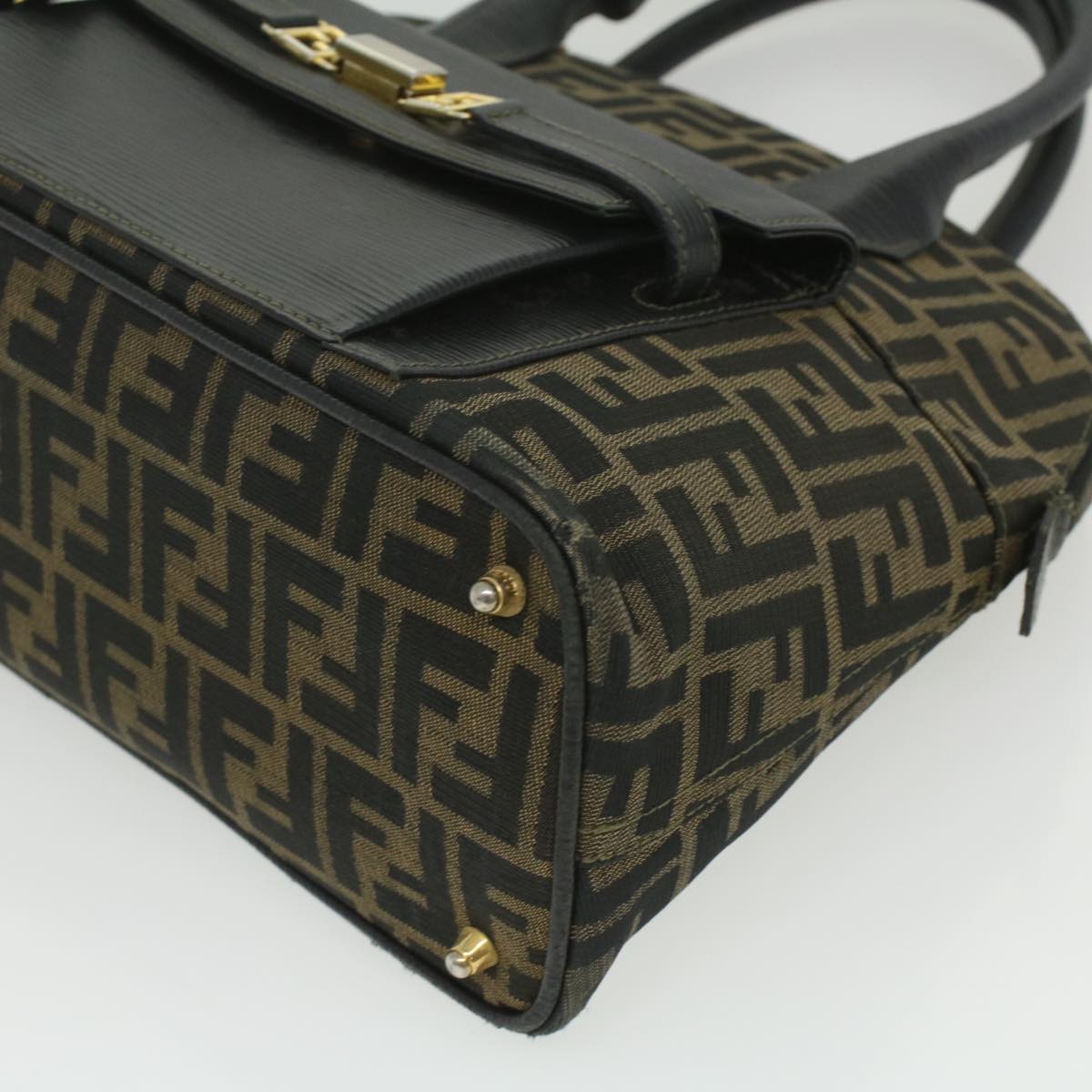 FENDI Zucca Canvas Hand Bag 2way Brown Black 35833
