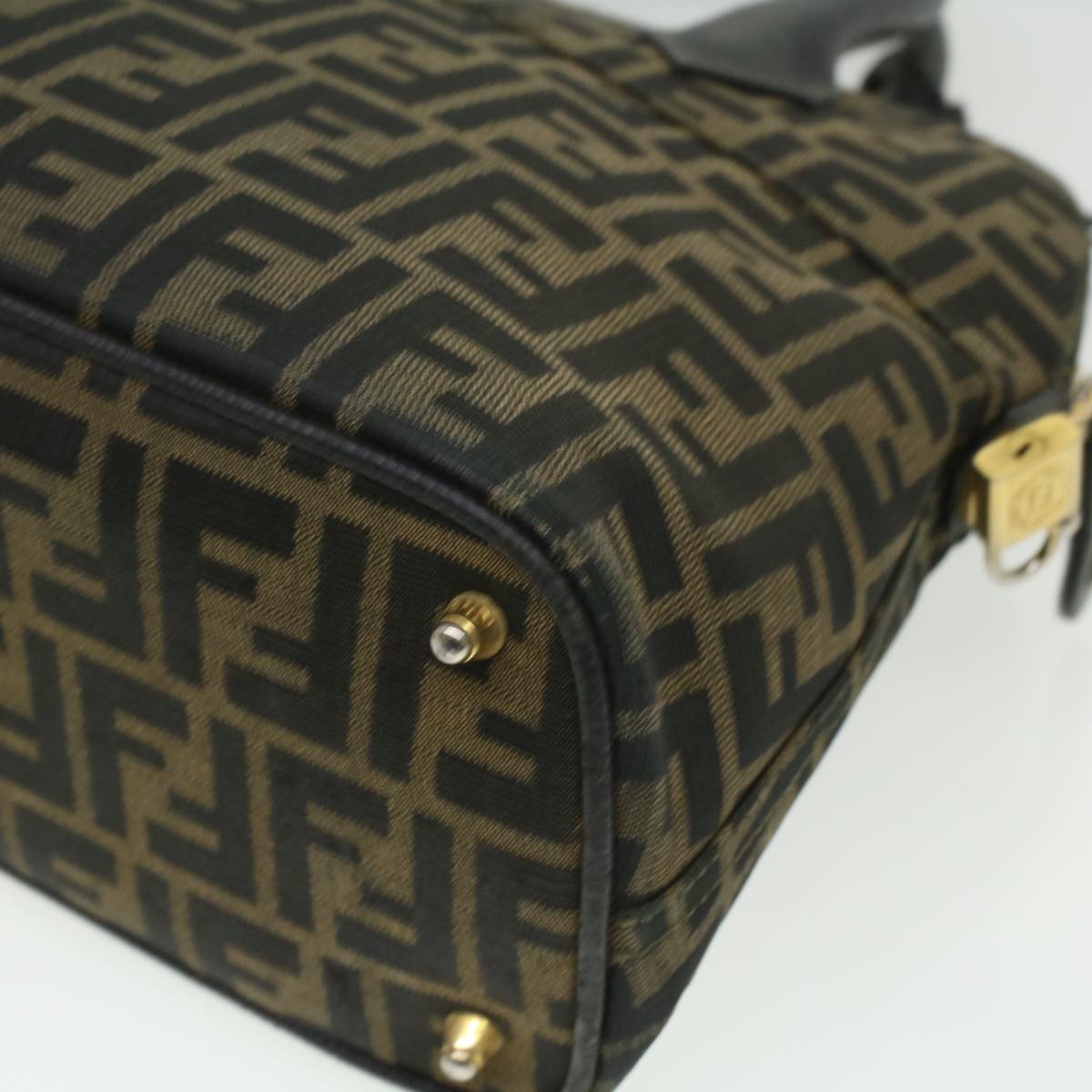 FENDI Zucca Canvas Hand Bag 2way Brown Black 35833