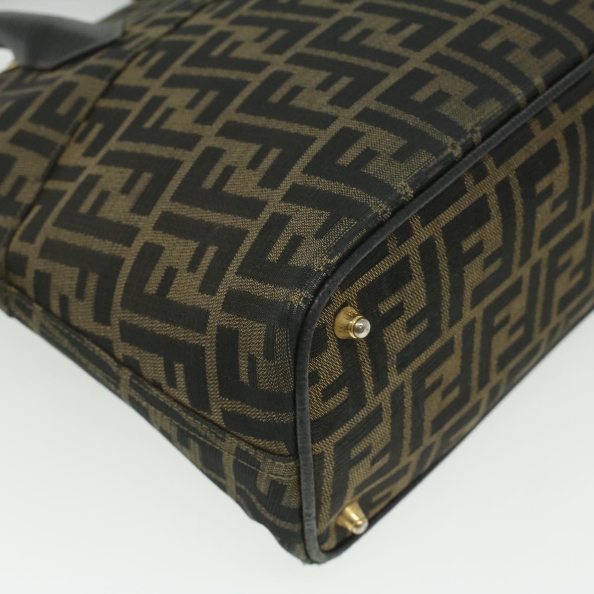 FENDI Zucca Canvas Hand Bag 2way Brown Black 35833