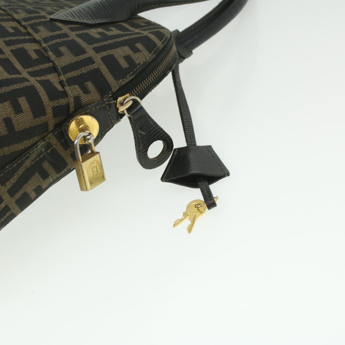 FENDI Zucca Canvas Hand Bag 2way Brown Black 35833