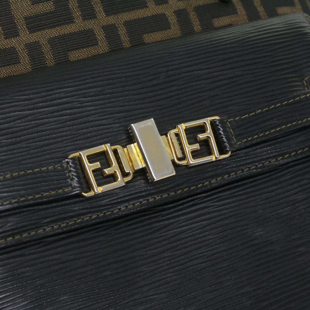 FENDI Zucca Canvas Hand Bag 2way Brown Black 35833