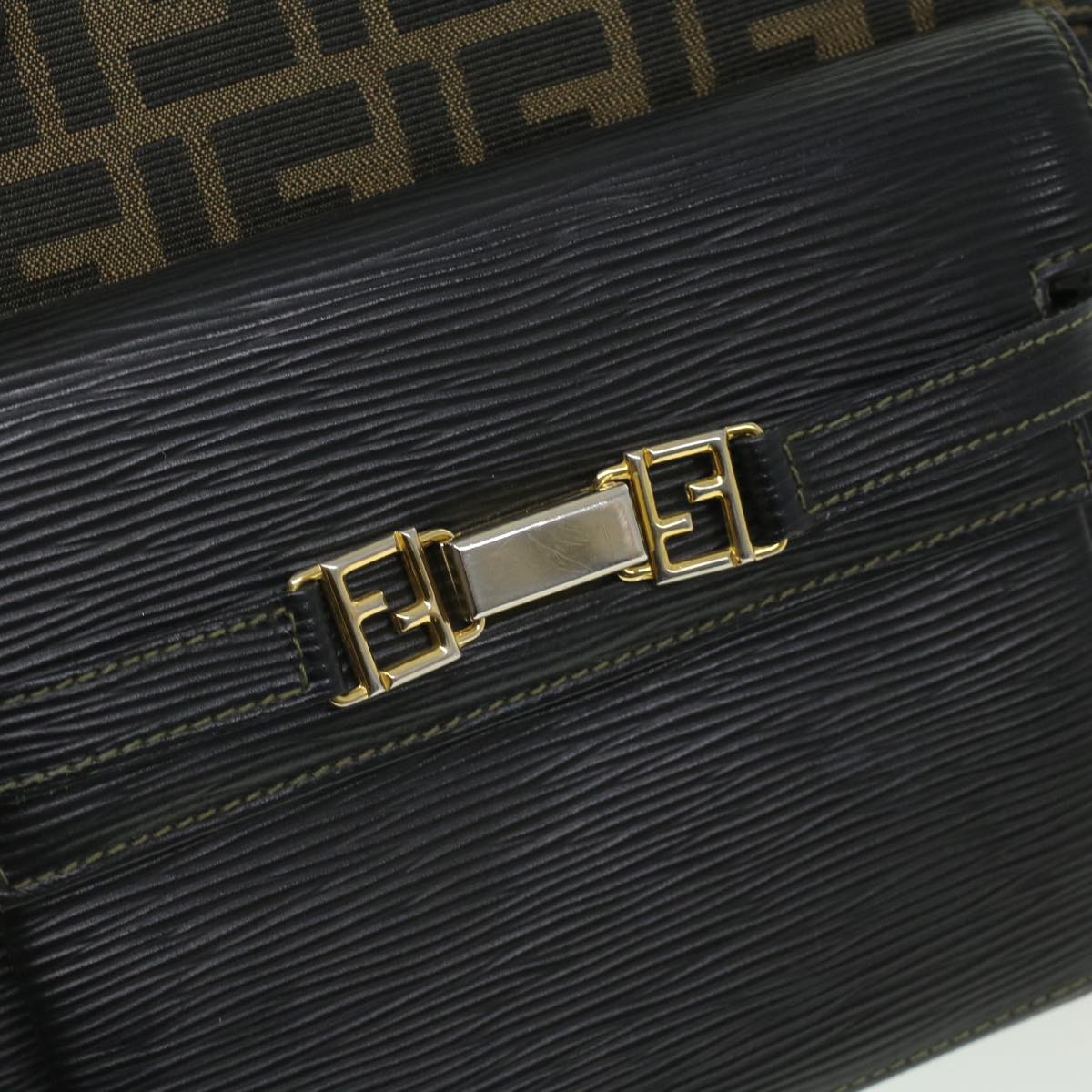 FENDI Zucca Canvas Hand Bag 2way Brown Black 35833