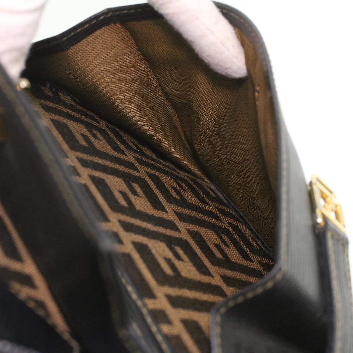FENDI Zucca Canvas Hand Bag 2way Brown Black 35833
