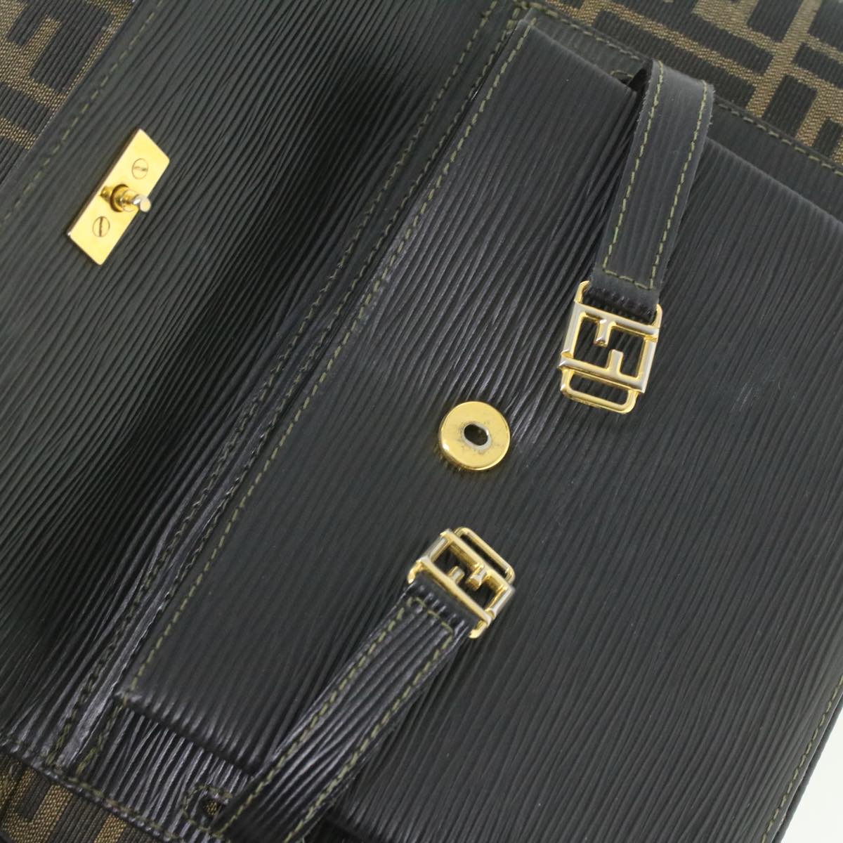 FENDI Zucca Canvas Hand Bag 2way Brown Black 35833