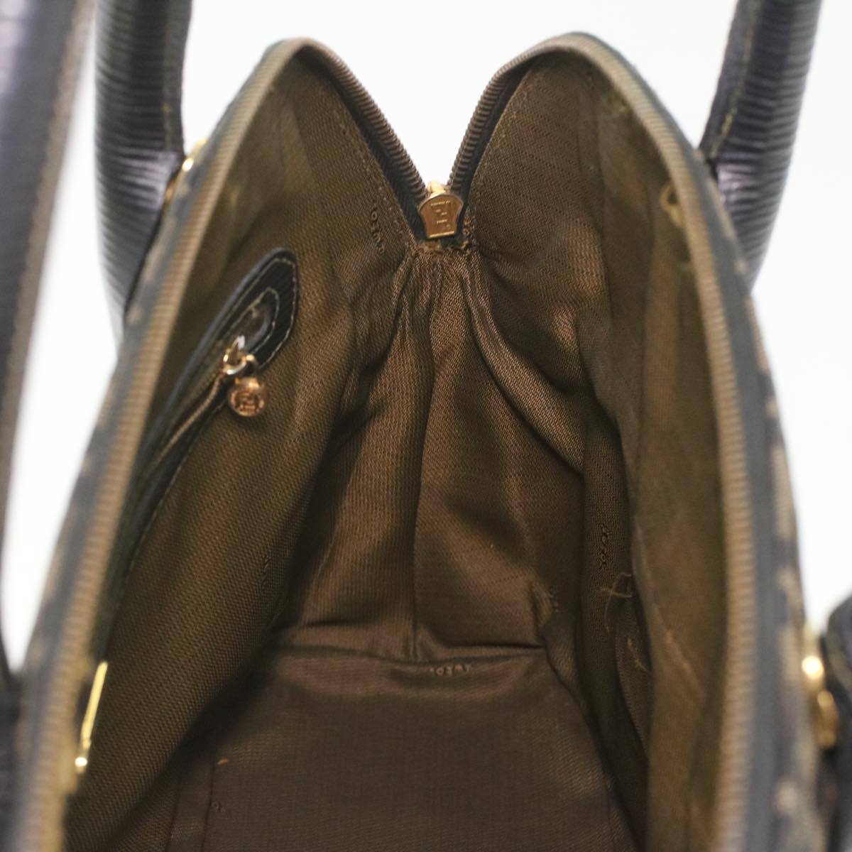 FENDI Zucca Canvas Hand Bag 2way Brown Black 35833