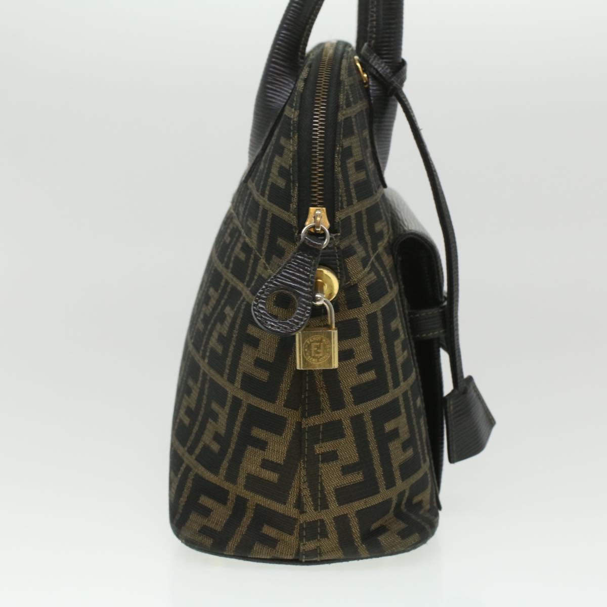 FENDI Zucca Canvas Hand Bag 2way Brown Black 35833