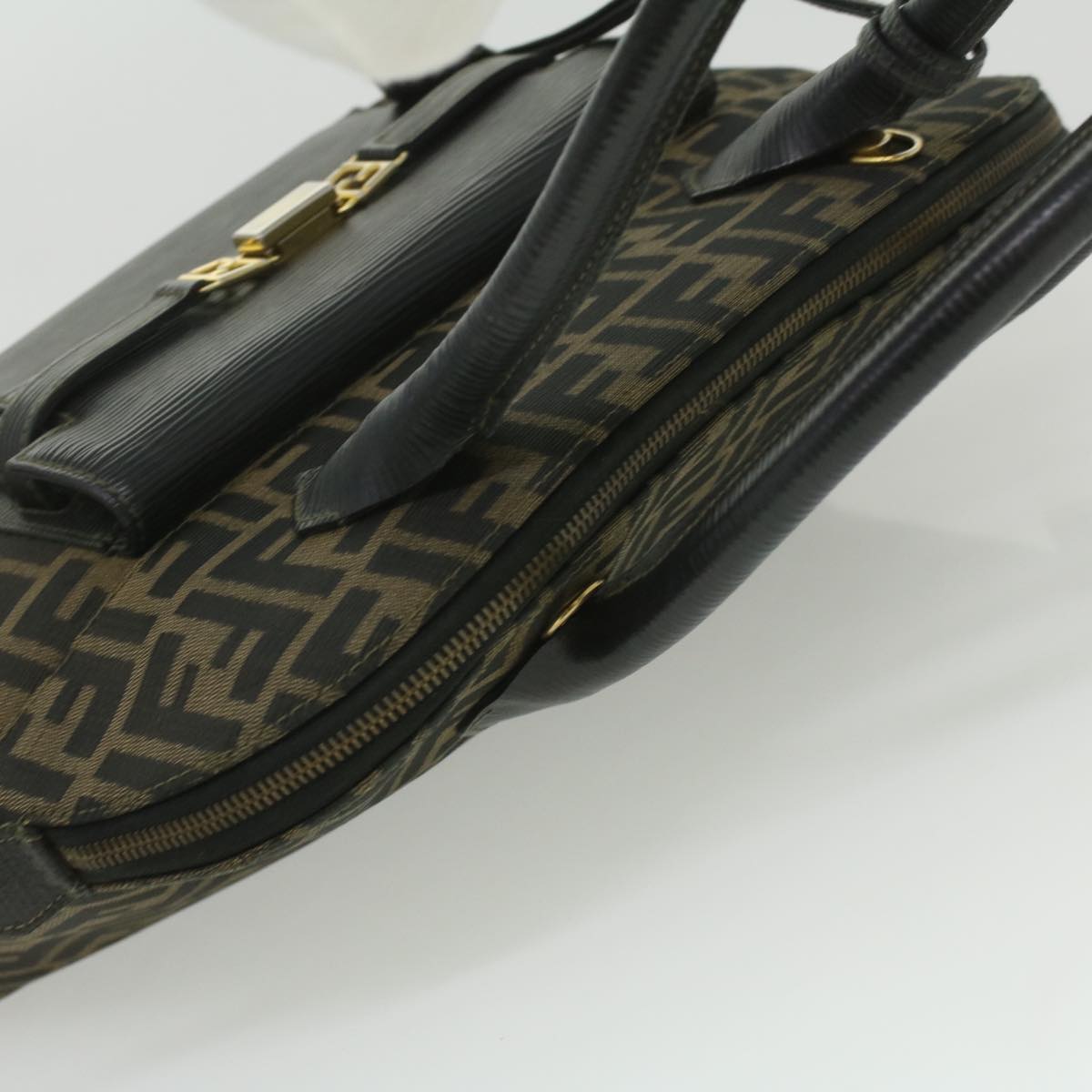 FENDI Zucca Canvas Hand Bag 2way Brown Black 35833