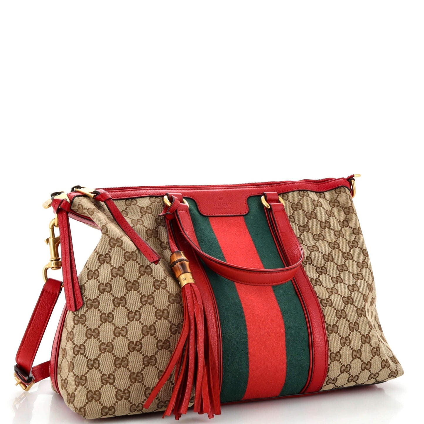Rania Convertible Top Handle Bag Web GG Canvas Medium