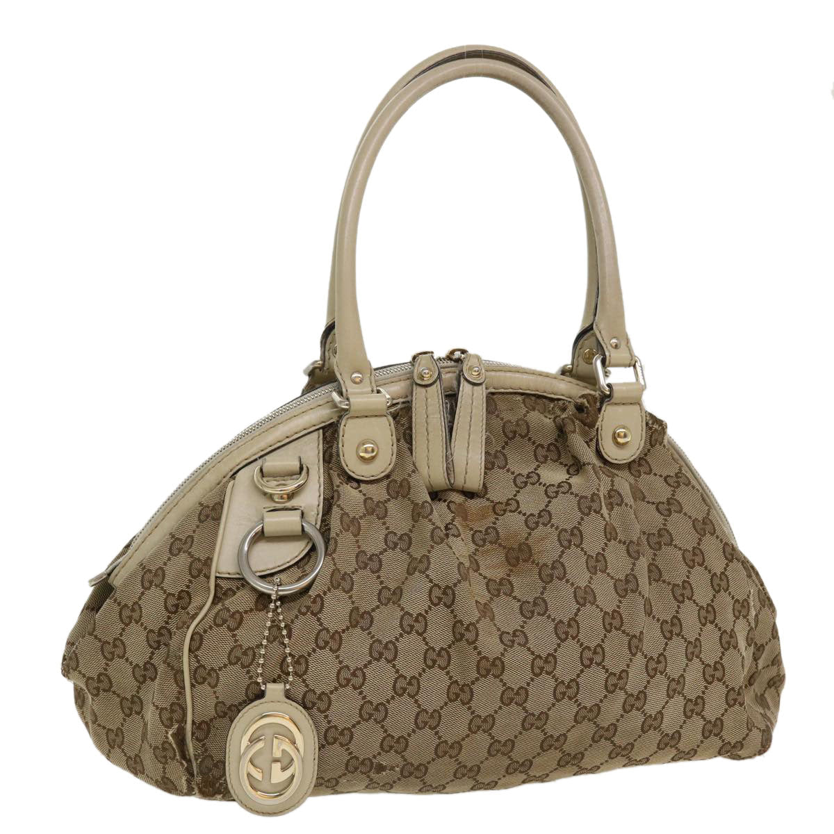 GUCCI GG Canvas Hand Bag 2way Beige 223974 36034