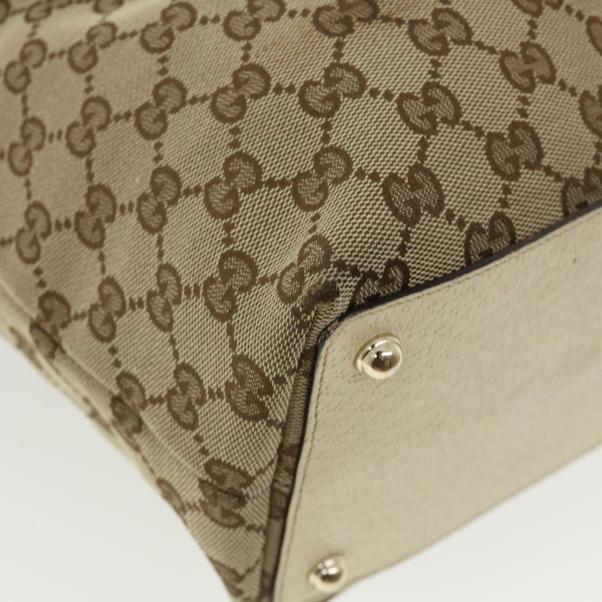 GUCCI GG Canvas Hand Bag Beige Brown 120836 36429
