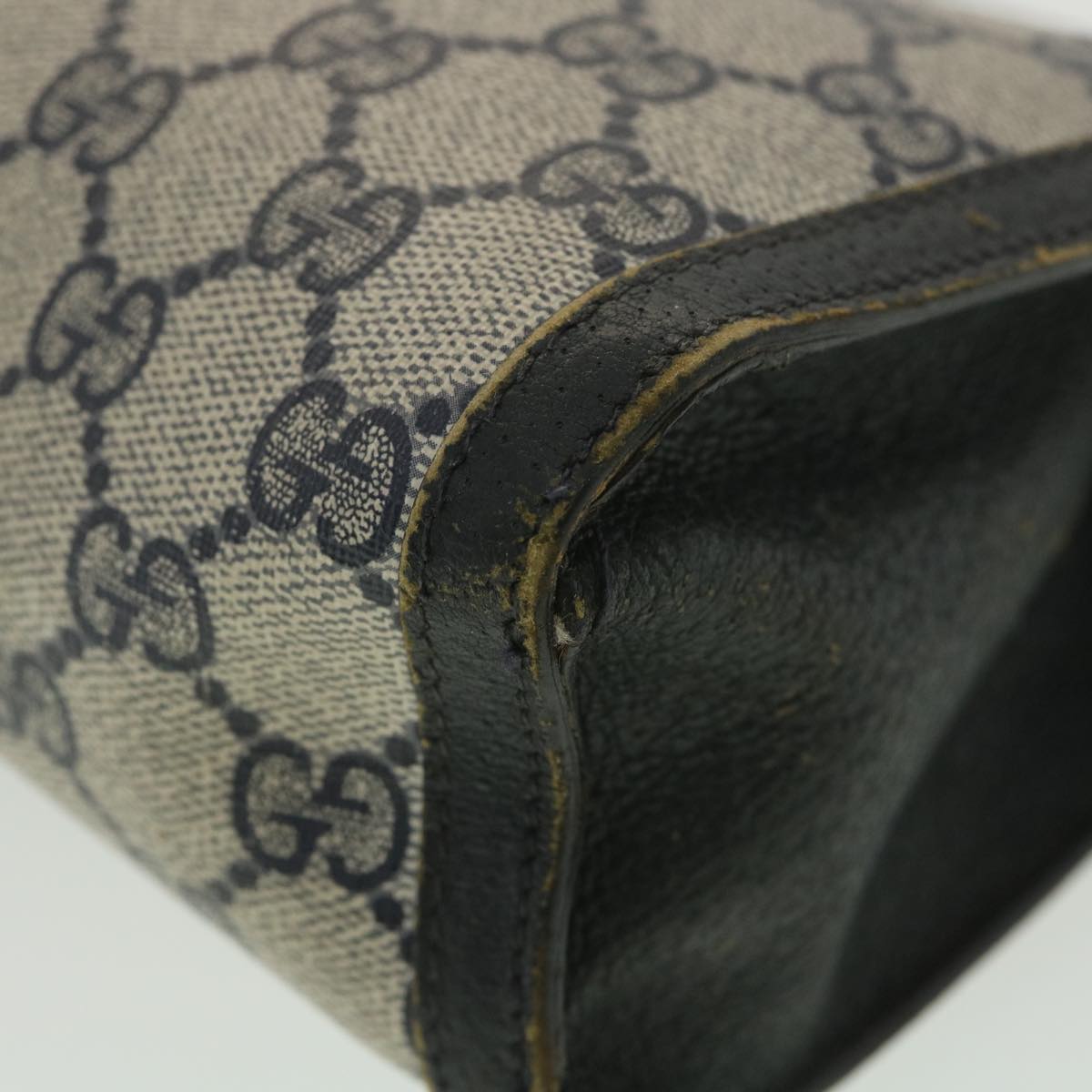 GUCCI Sherry Line GG Canvas Clutch Bag PVC Leather Navy Red 89 36432