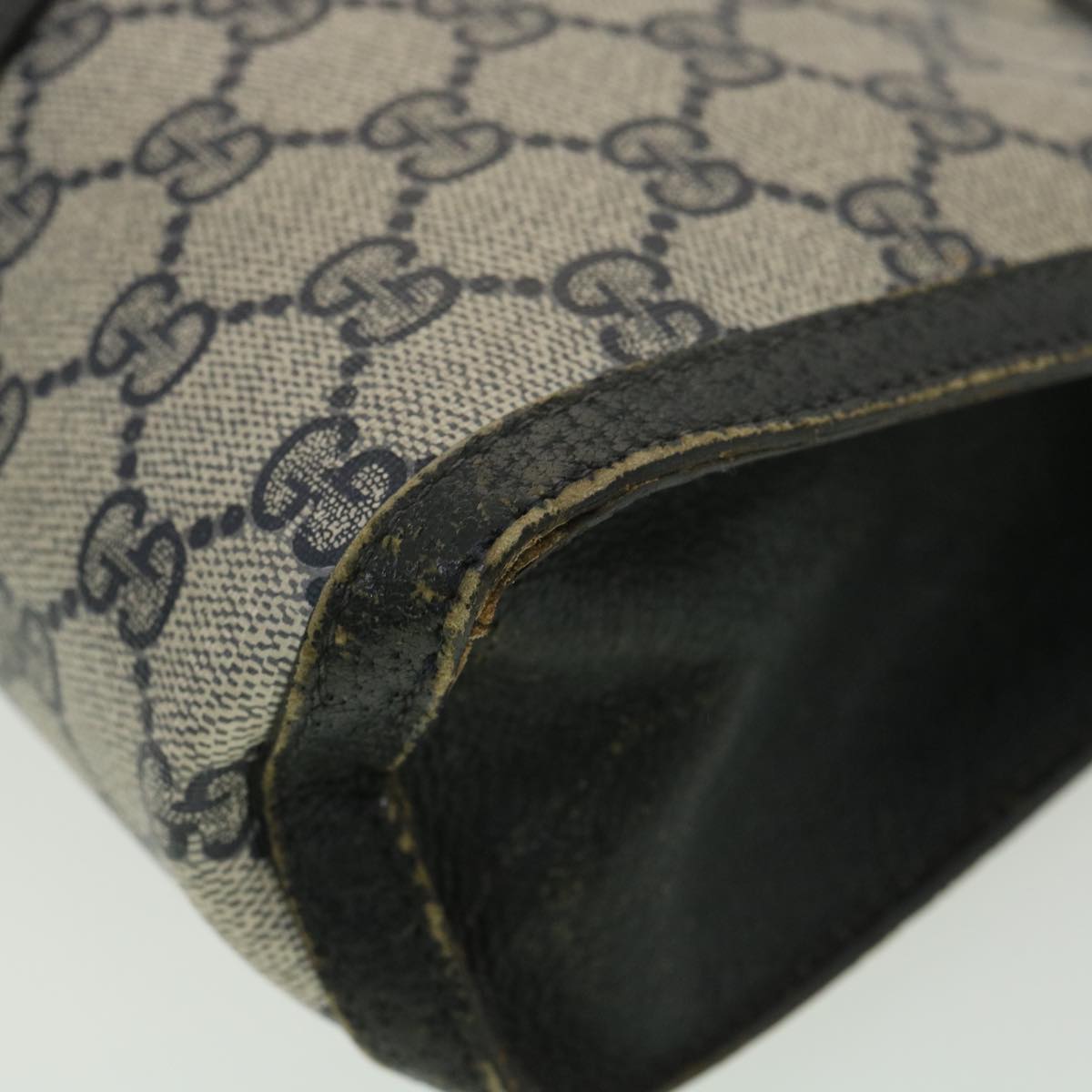 GUCCI Sherry Line GG Canvas Clutch Bag PVC Leather Navy Red 89 36432