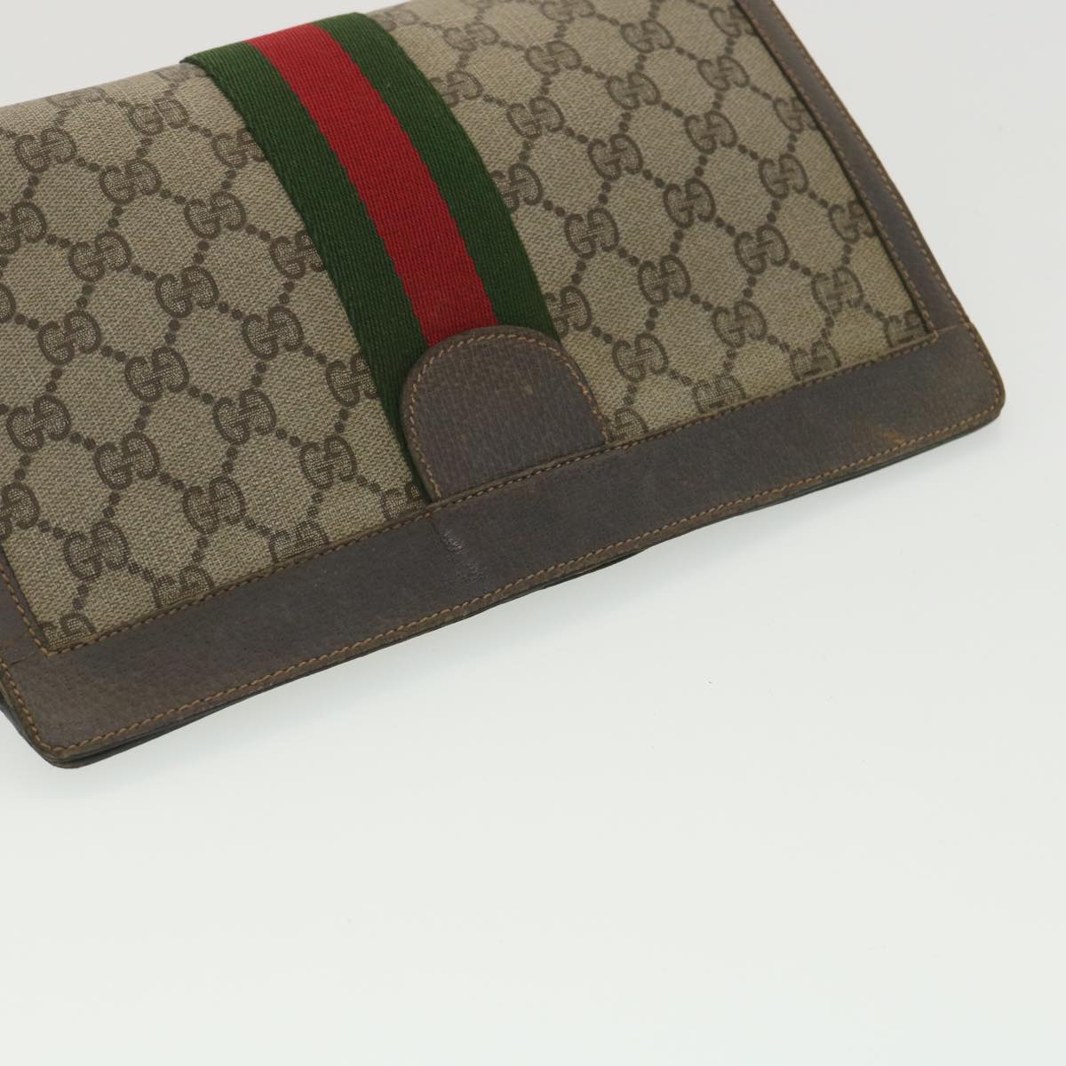 GUCCI GG Canvas Web Sherry Line Clutch Bag Beige Red Green 8901002 36490