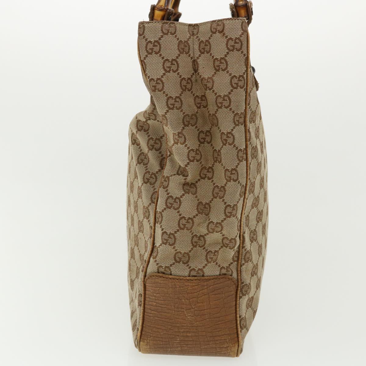 GUCCI GG Canvas Bamboo Hand Bag Beige 112530 36619