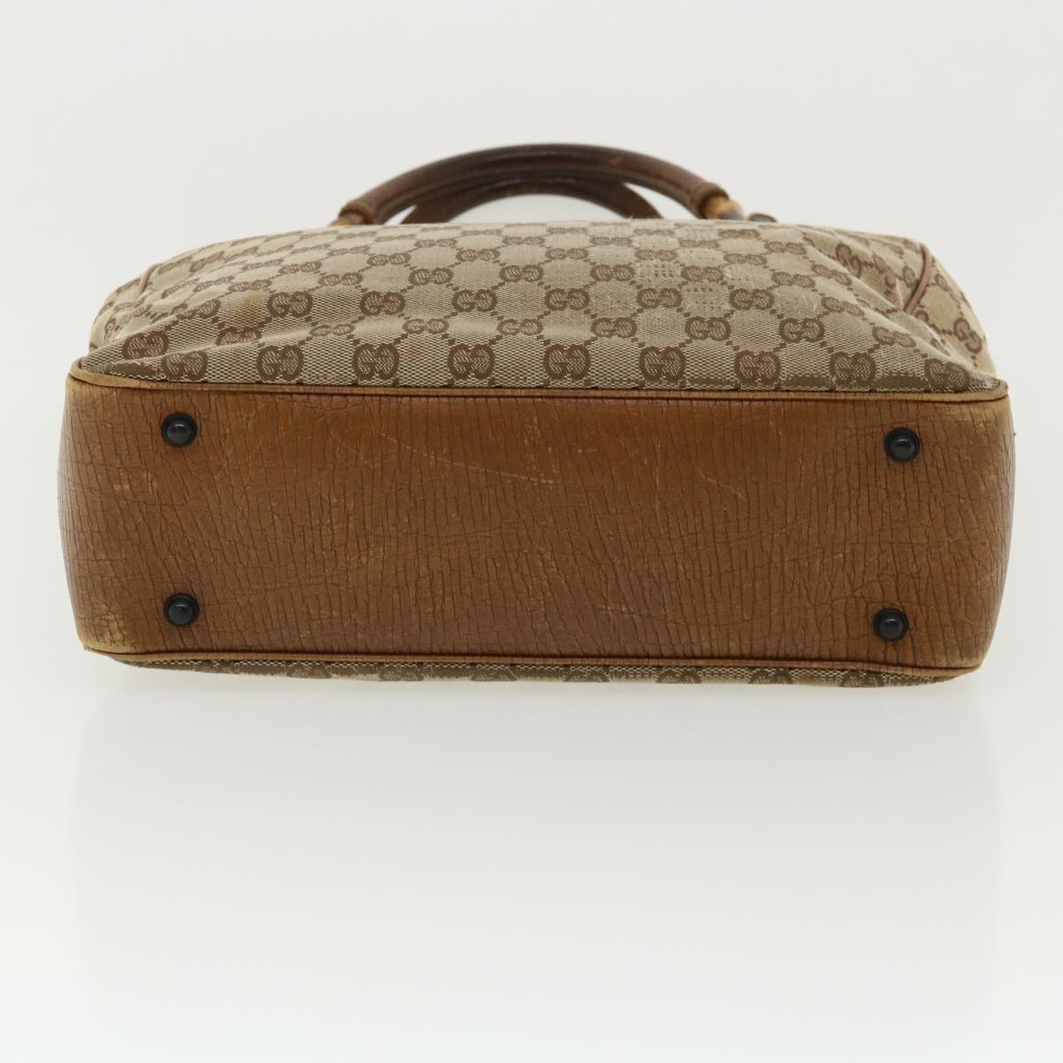 GUCCI GG Canvas Bamboo Hand Bag Beige 112530 36619