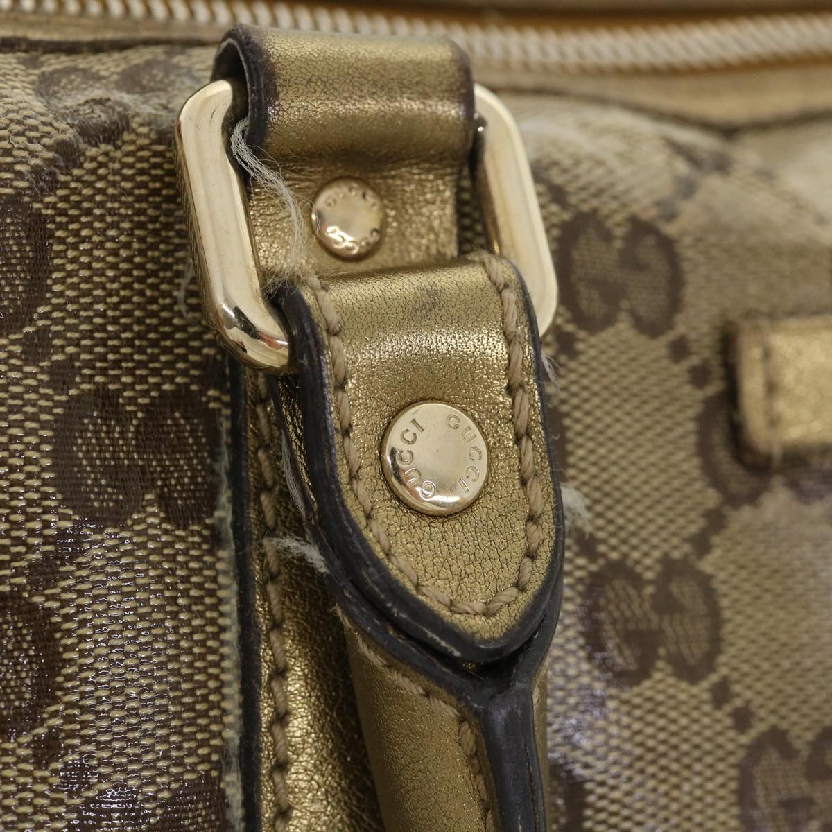 GUCCI GG crystal Boston Bag Coated Canvas Beige Gold 193603 36636