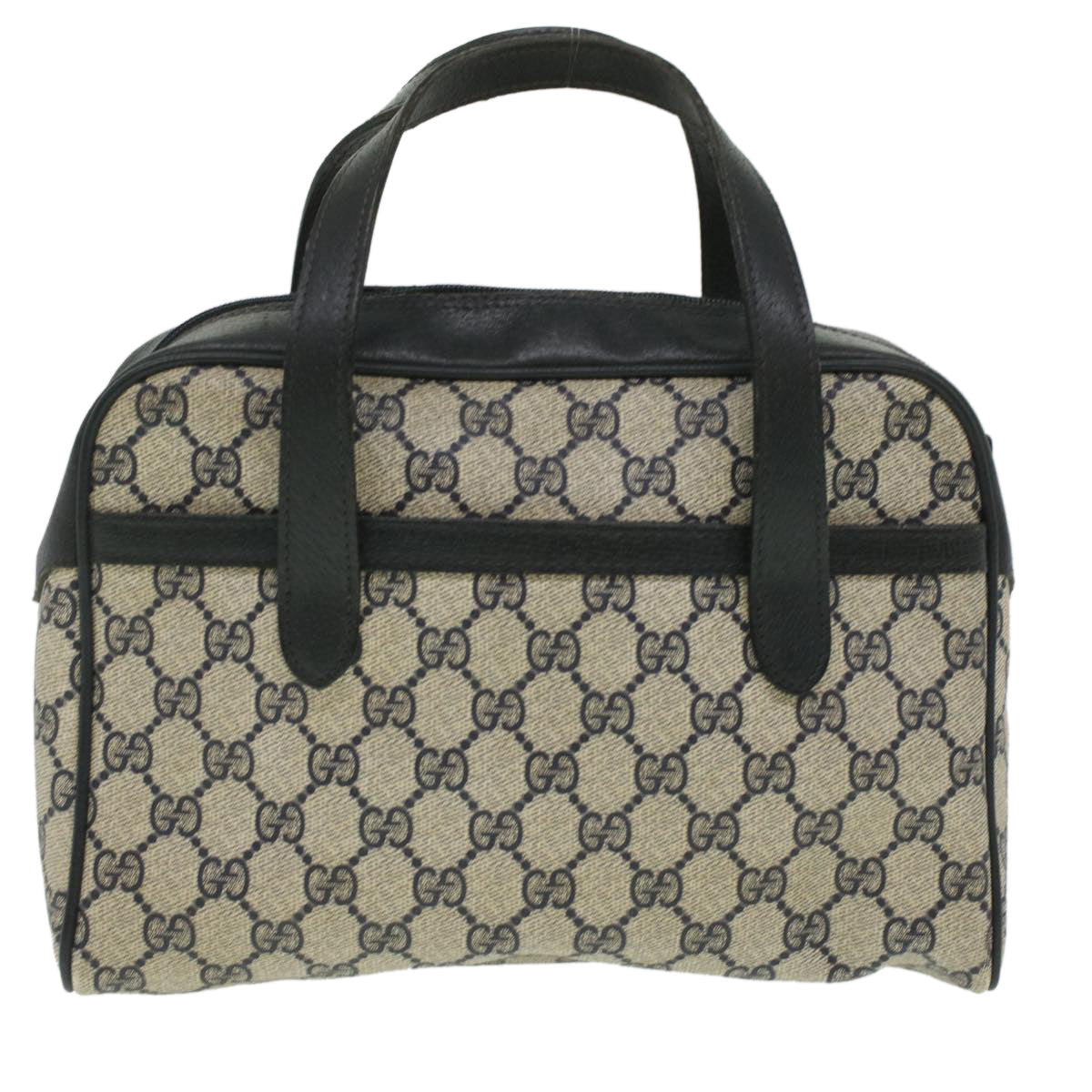 GUCCI Sherry Line GG Canvas Hand Bag PVC Leather Navy Red 36723