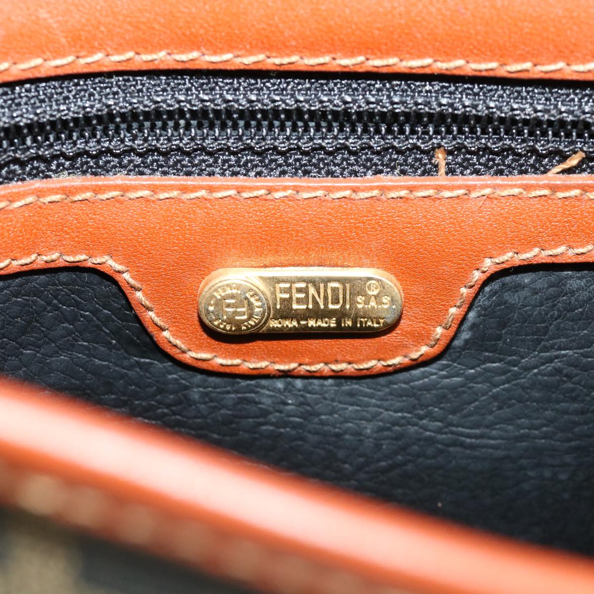 FENDI Zucca Canvas Shoulder Bag Beige Brown 36725