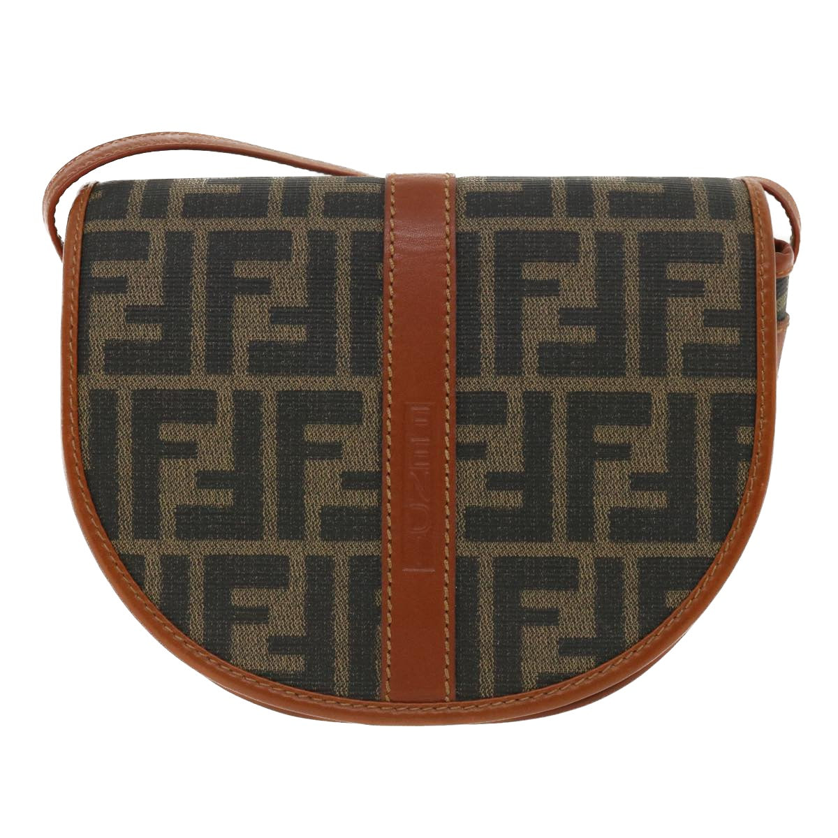 FENDI Zucca Canvas Shoulder Bag Beige Brown 36725
