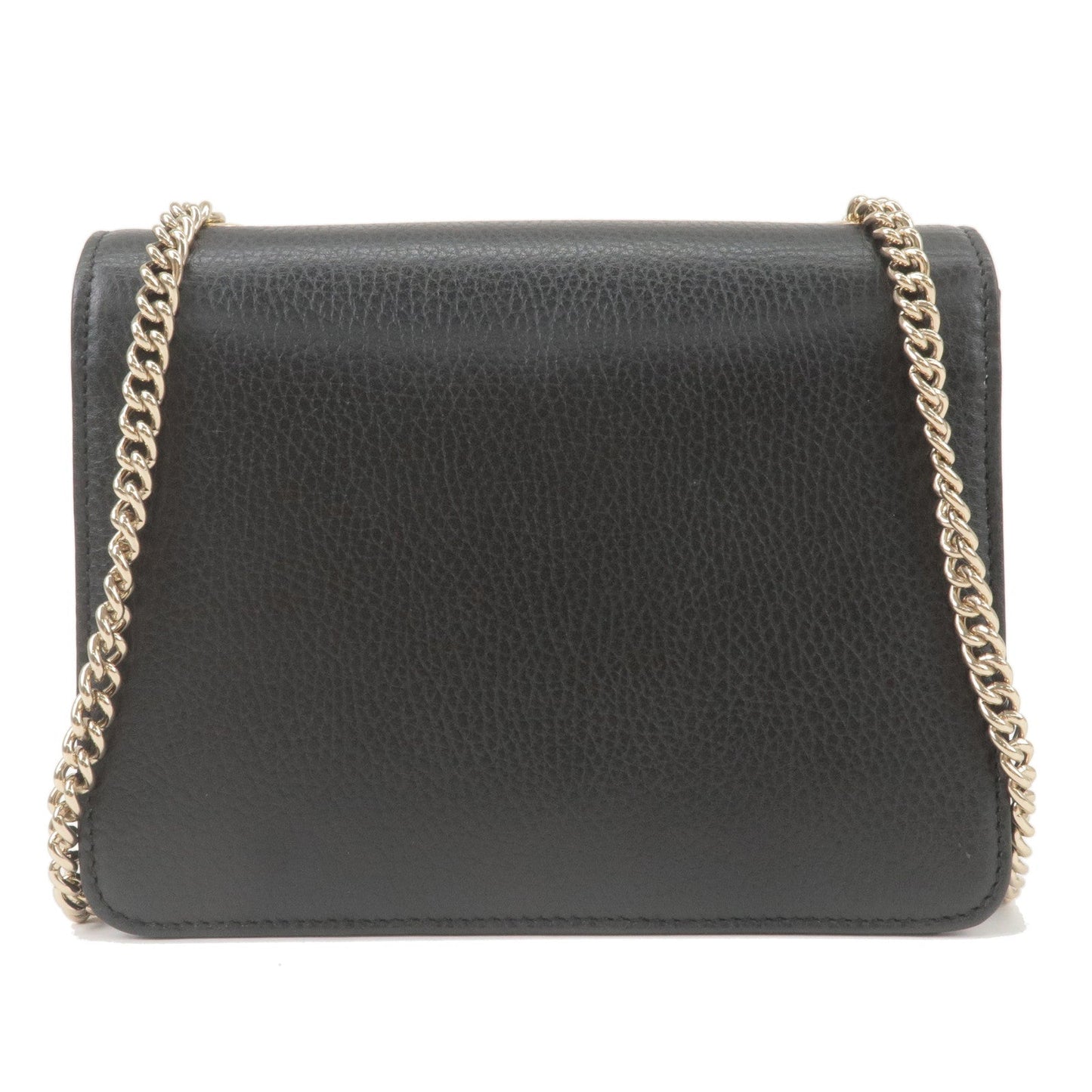 GUCCI Interlocking G Leather Chain Shoulder Bag Black 510304