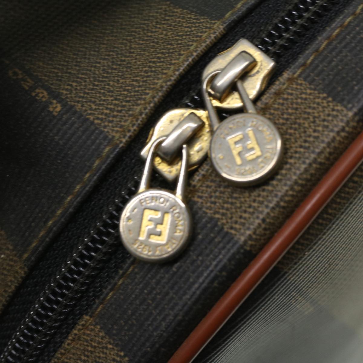 FENDI Pecan Canvas Hand Bag 2way Brown Khaki 36762