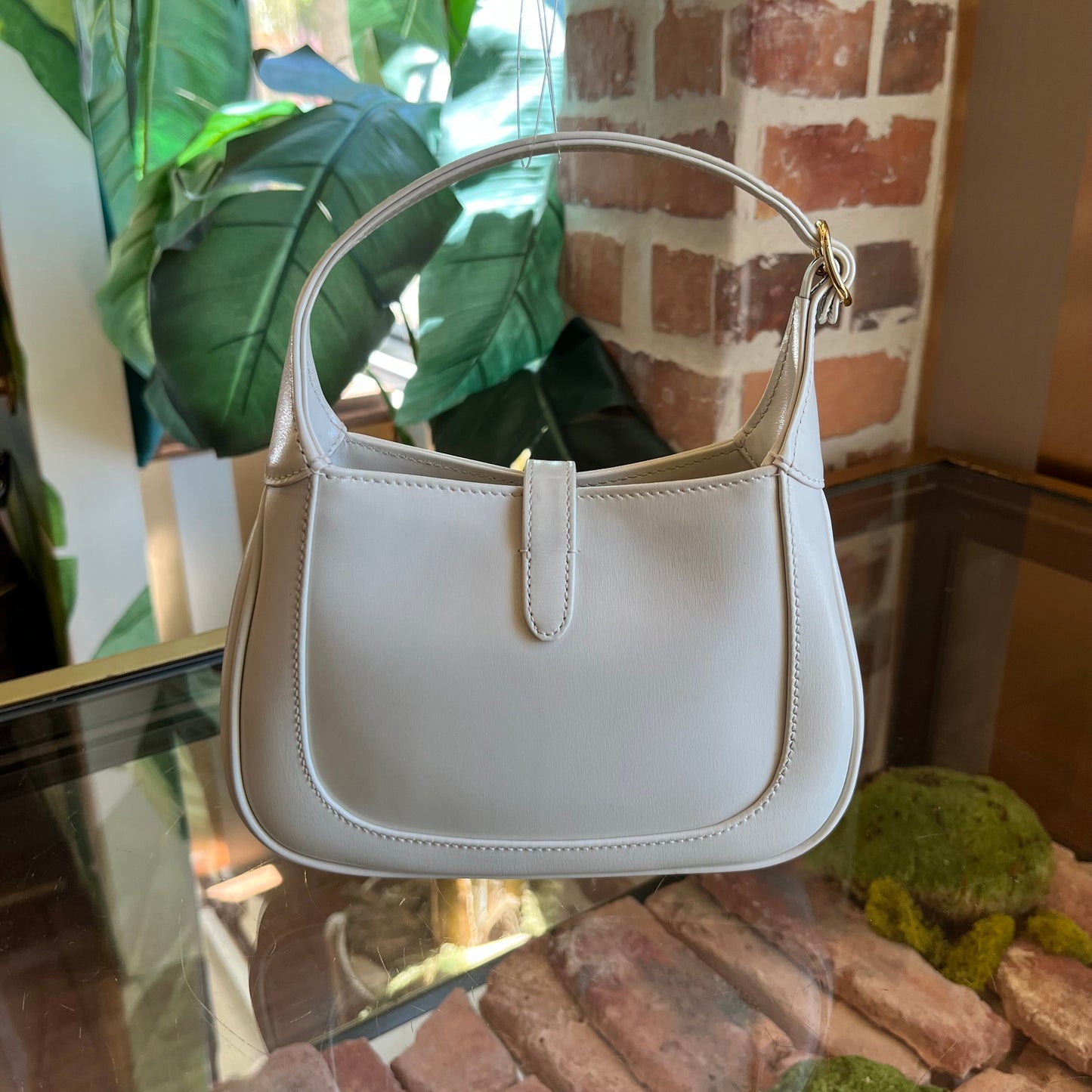 GUCCI Piston Lock Jackie 1961 Small White Shoulder Bag