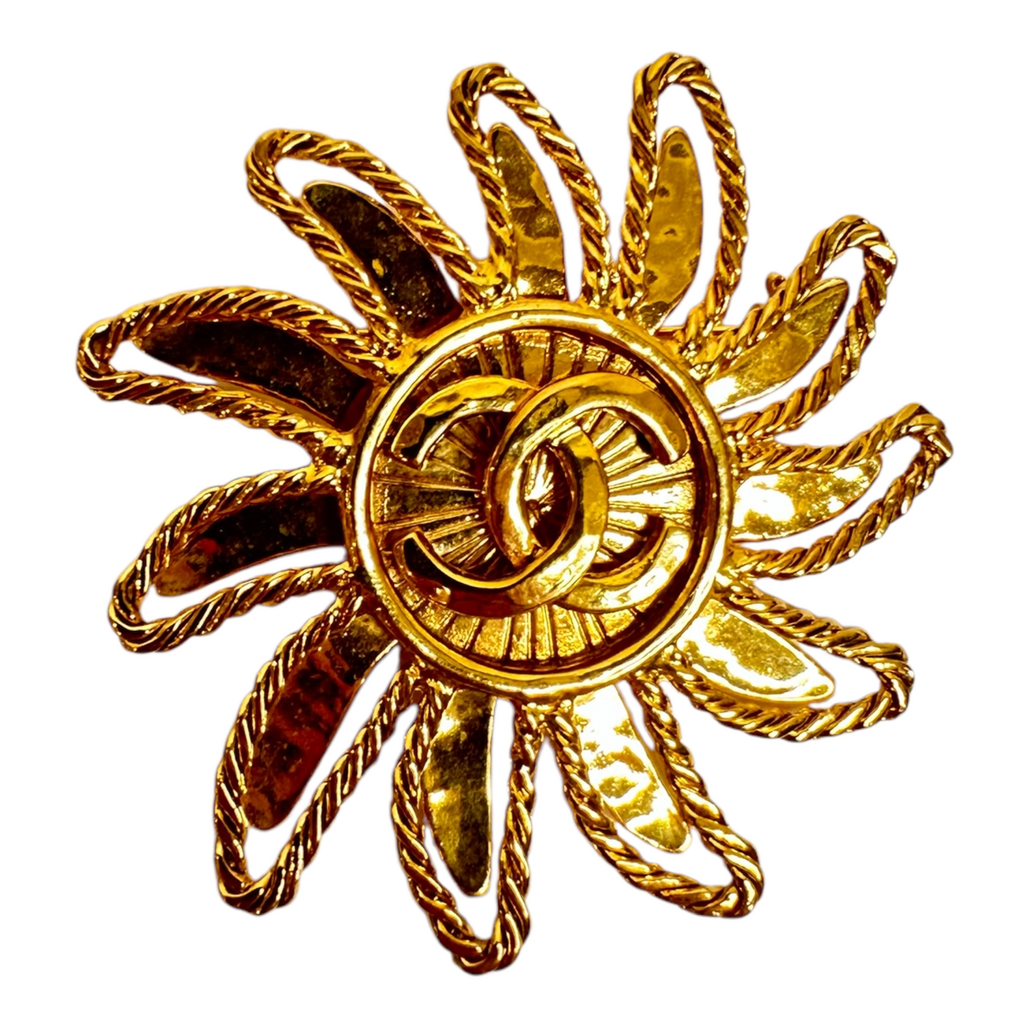 Chanel Gold Sunburst Brooch