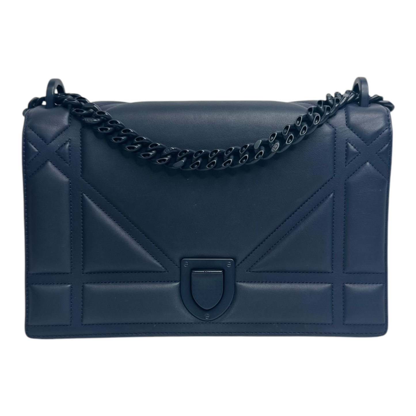 Christian Dior Ultra Matte Calfskin Studded Medium Diorama Flap Bag Blue