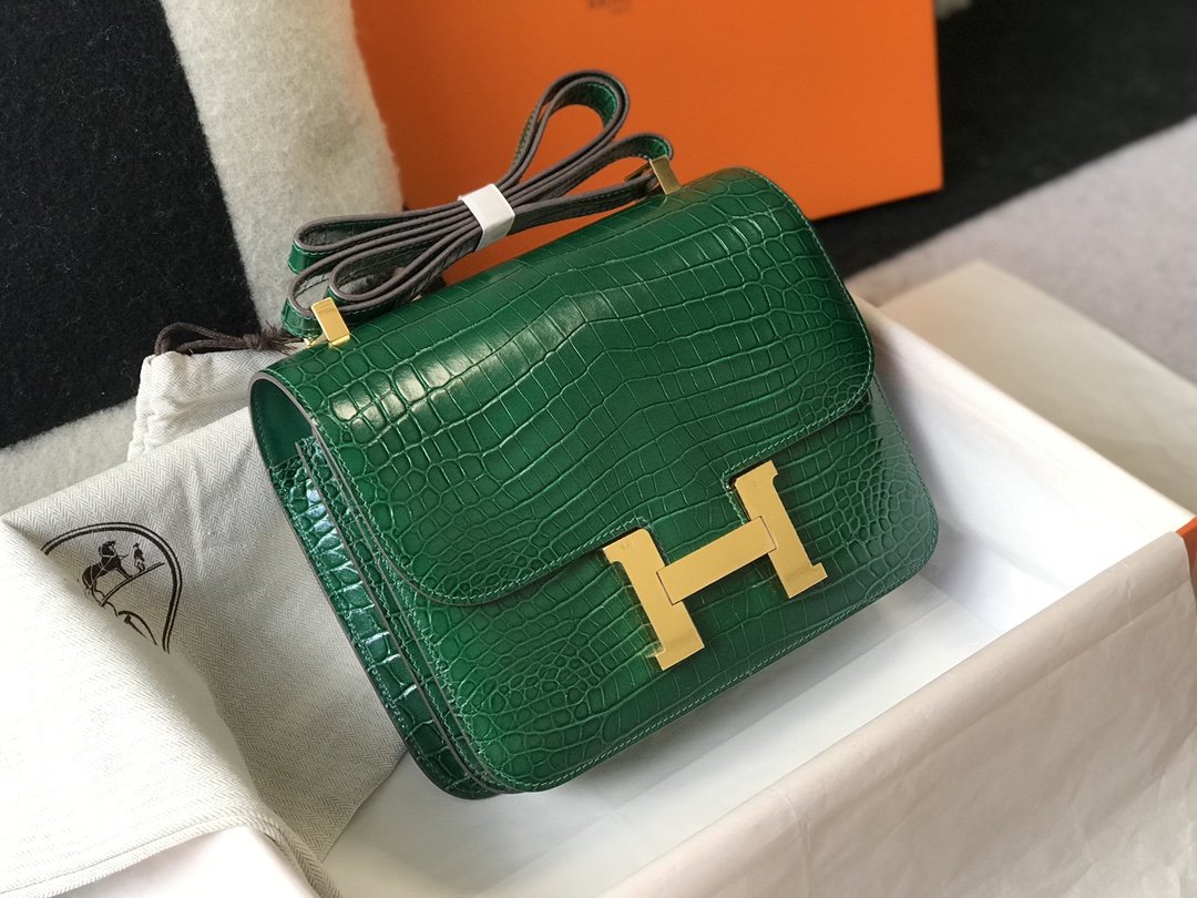 GLAMI ConstanGLAMI 23 Pattern CrocoGLAMIle Green For Women, Handbags, Shoulder Bag 9in/23cm