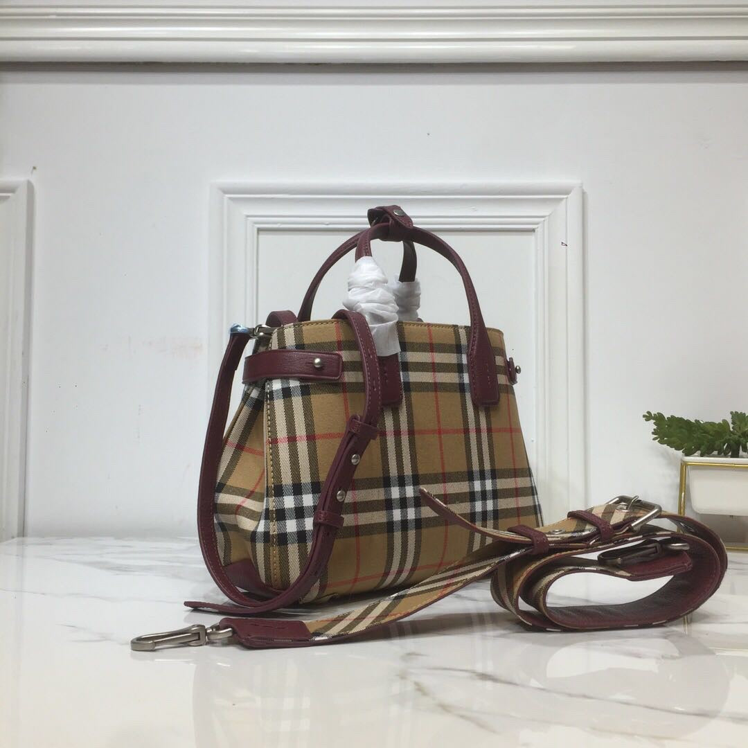 GLAMI Small Banner Vintage Check And Tote Purple For Women, WomenÃ¢â‚¬â„¢s Bags 10.5in/26cm