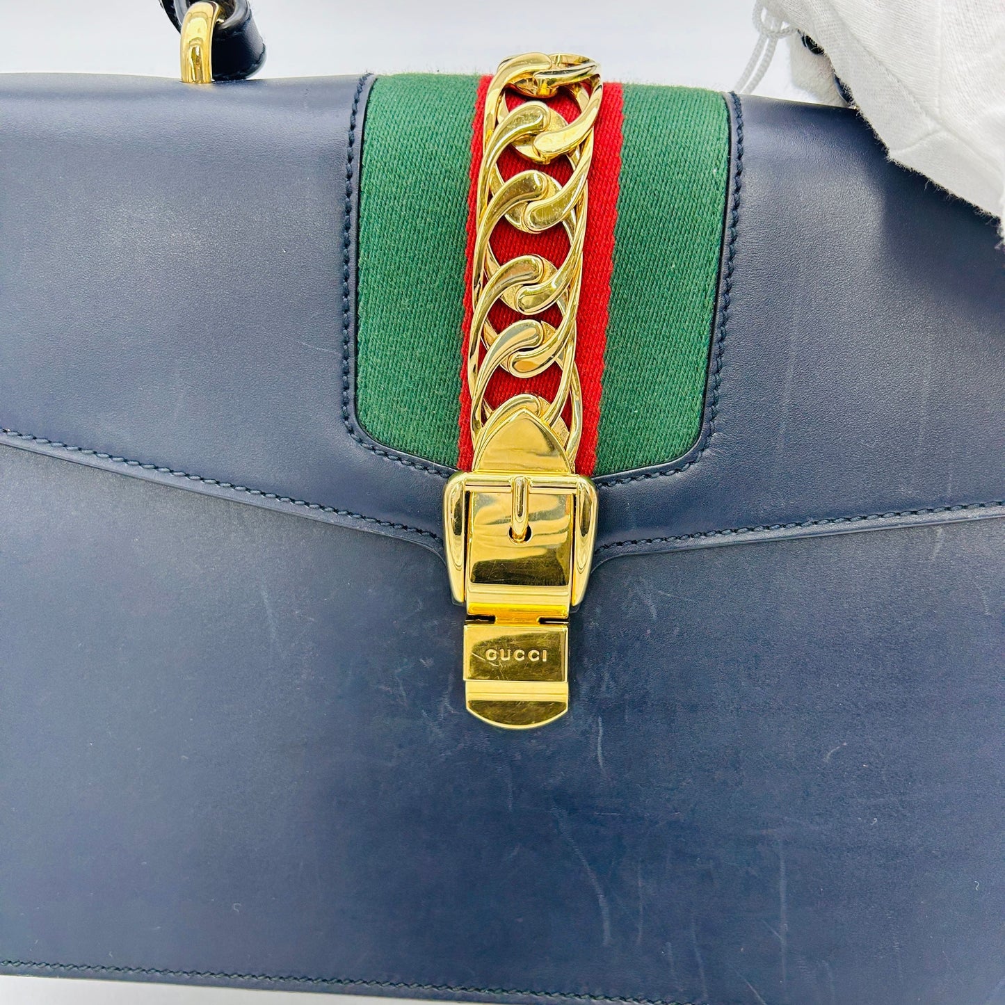 Gucci Leather Sylvie Medium Top Handle LA23384