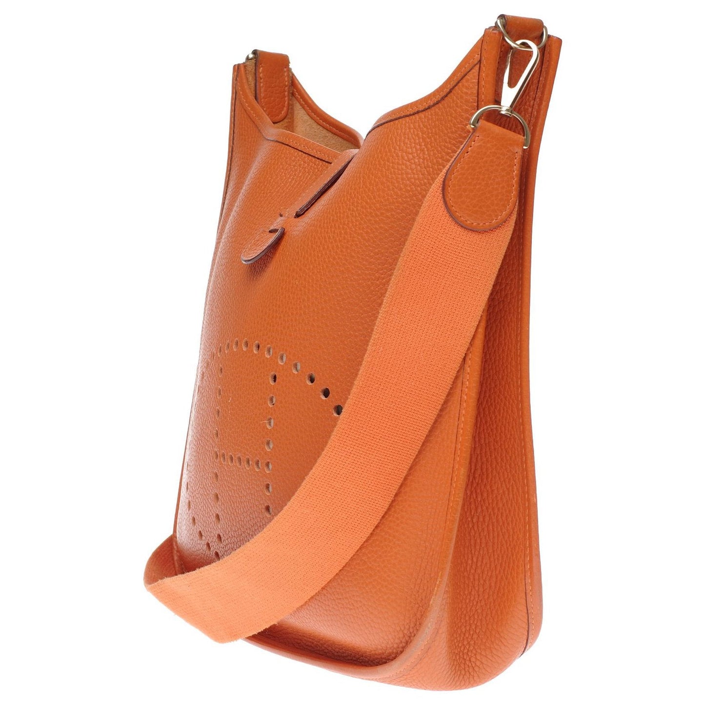 HERMÈS Orange Clemence Leather Evelyne III GM Bag