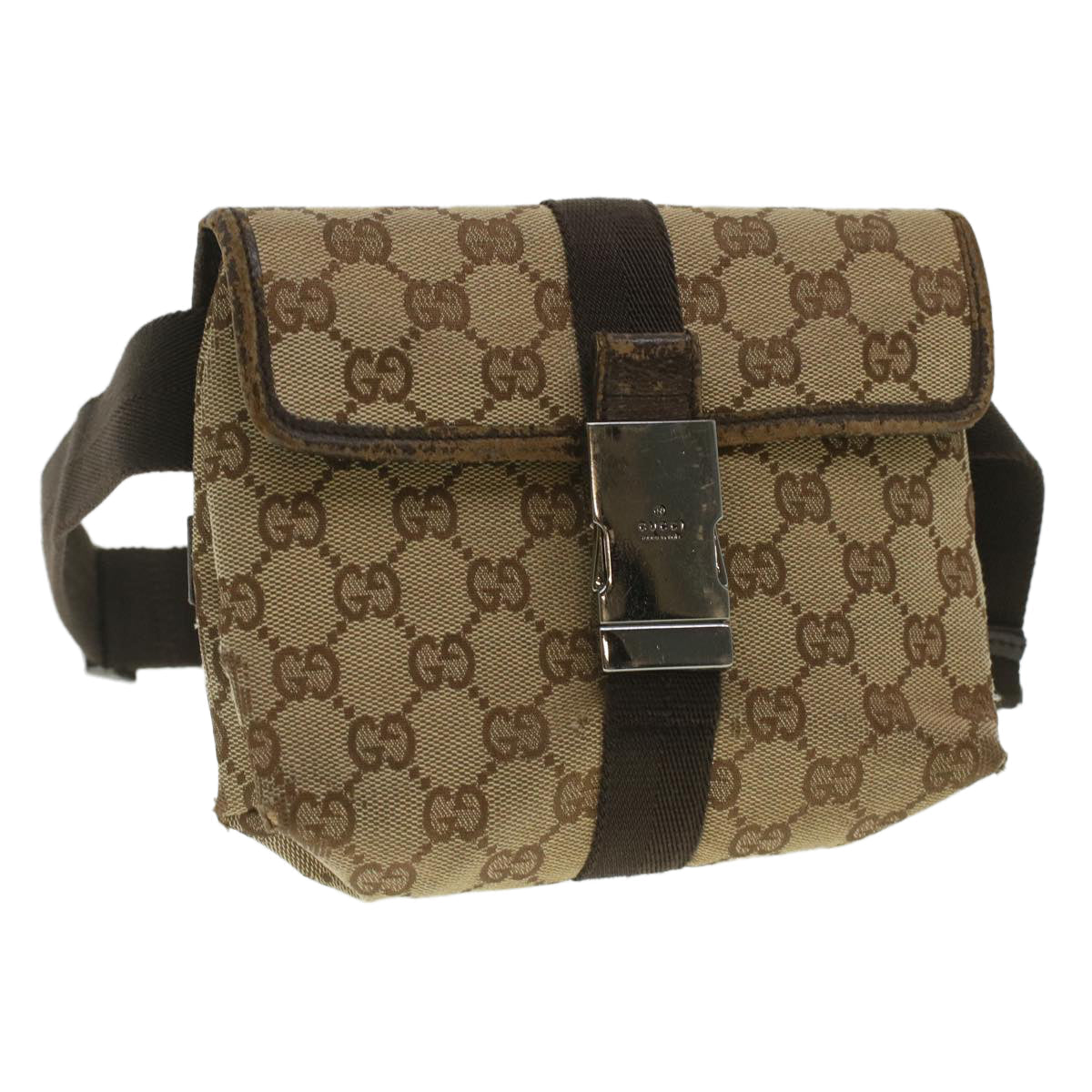 GUCCI GG Canvas Waist Bag Beige 131236 37154