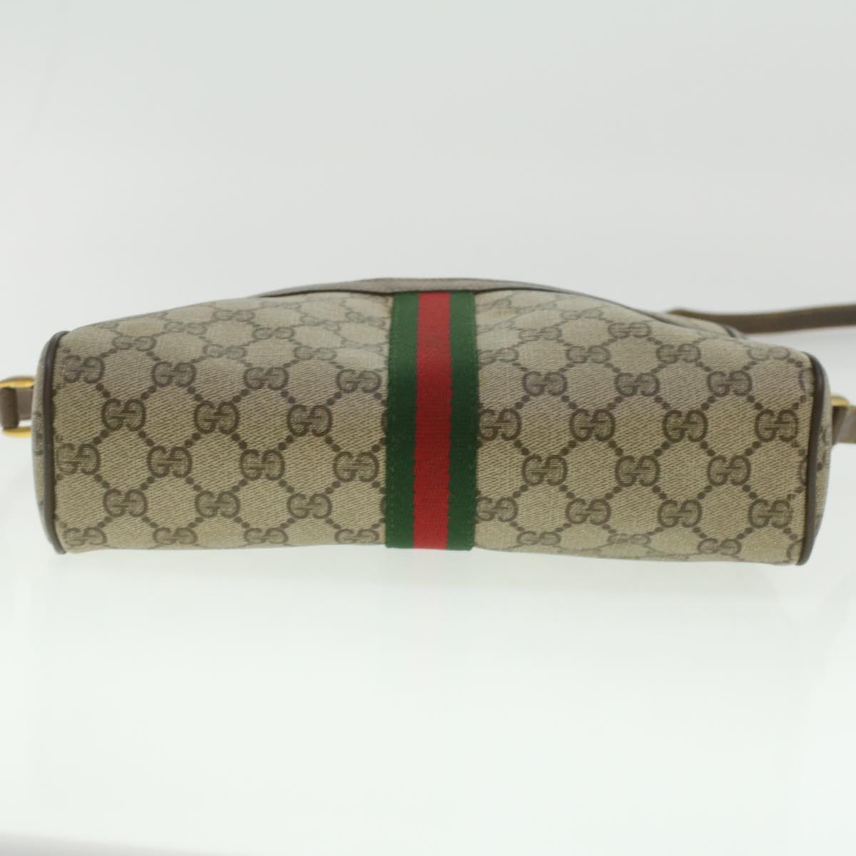GUCCI GG Canvas Web Sherry Line Shoulder Bag Beige Red Green 37155