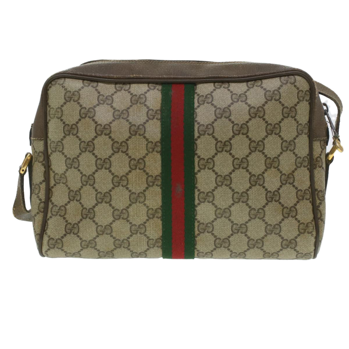 GUCCI GG Canvas Web Sherry Line Shoulder Bag Beige Red Green 37155