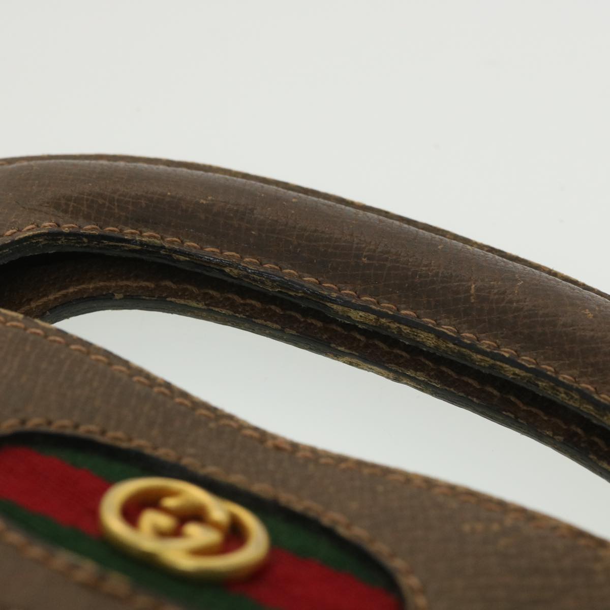 GUCCI GG Canvas Web Sherry Line Hand Bag PVC Leather Beige Red Green 37344