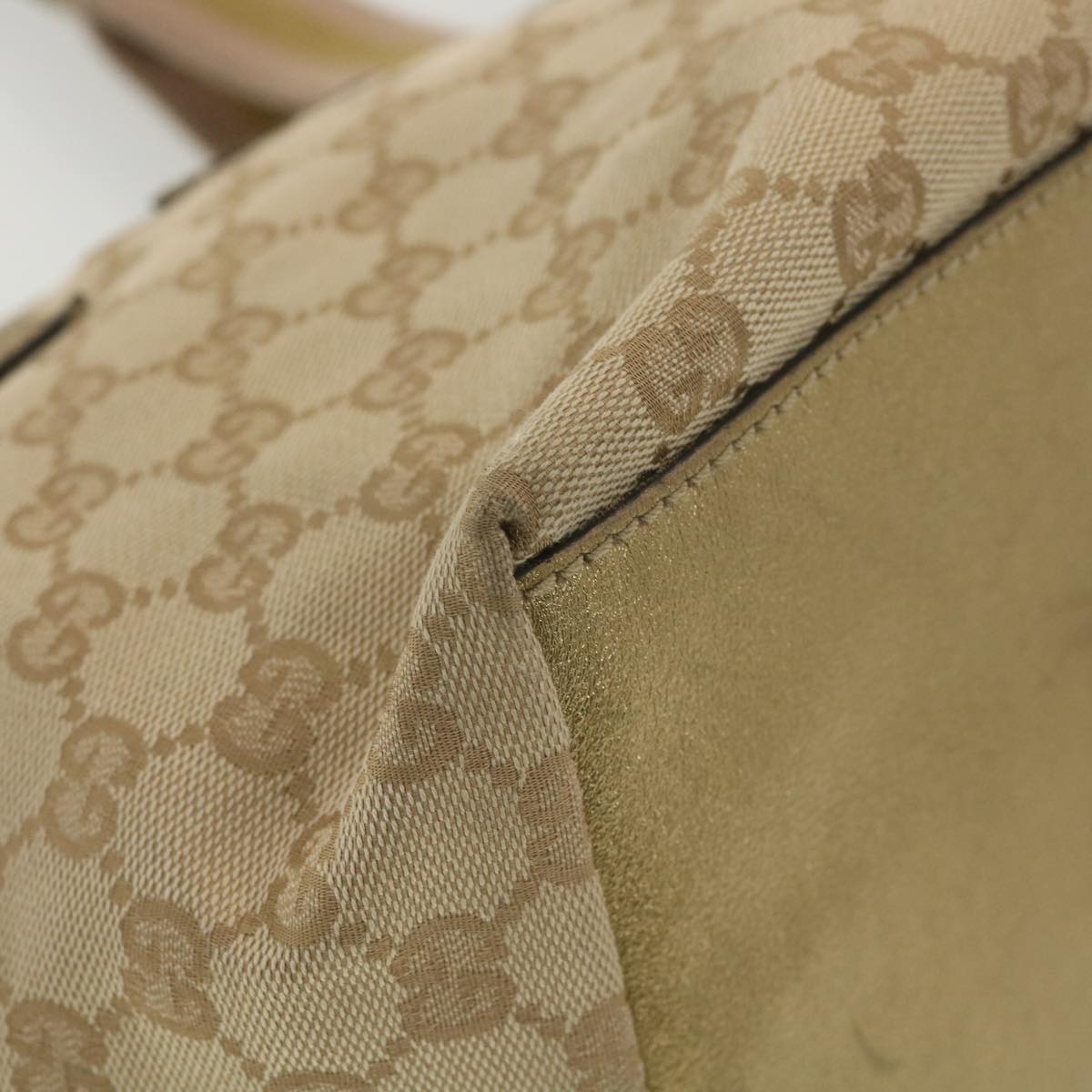 GUCCI Sherry Line GG Canvas Tote Bag Beige Pink Gold 131228 37407