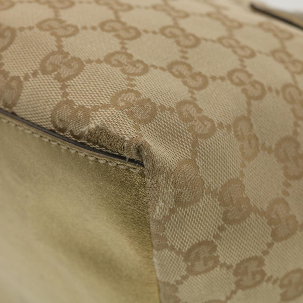 GUCCI Sherry Line GG Canvas Tote Bag Beige Pink Gold 131228 37407