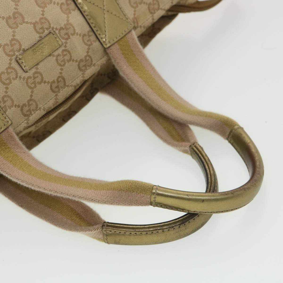 GUCCI Sherry Line GG Canvas Tote Bag Beige Pink Gold 131228 37407