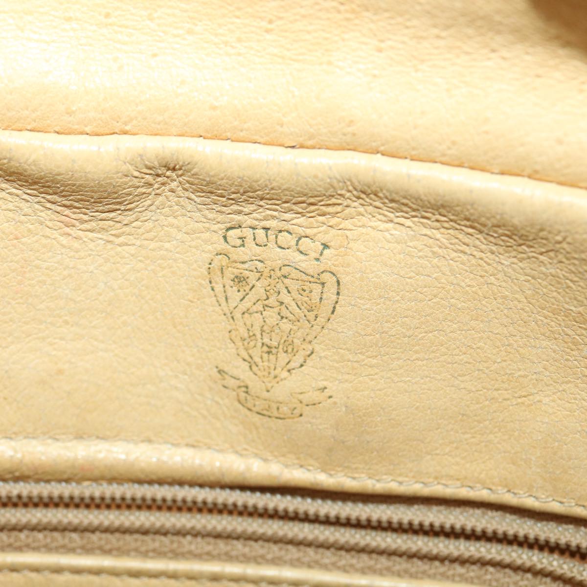 GUCCI Web Sherry Line Micro GG Canvas Shoulder Bag PVC Leather Beige 37409